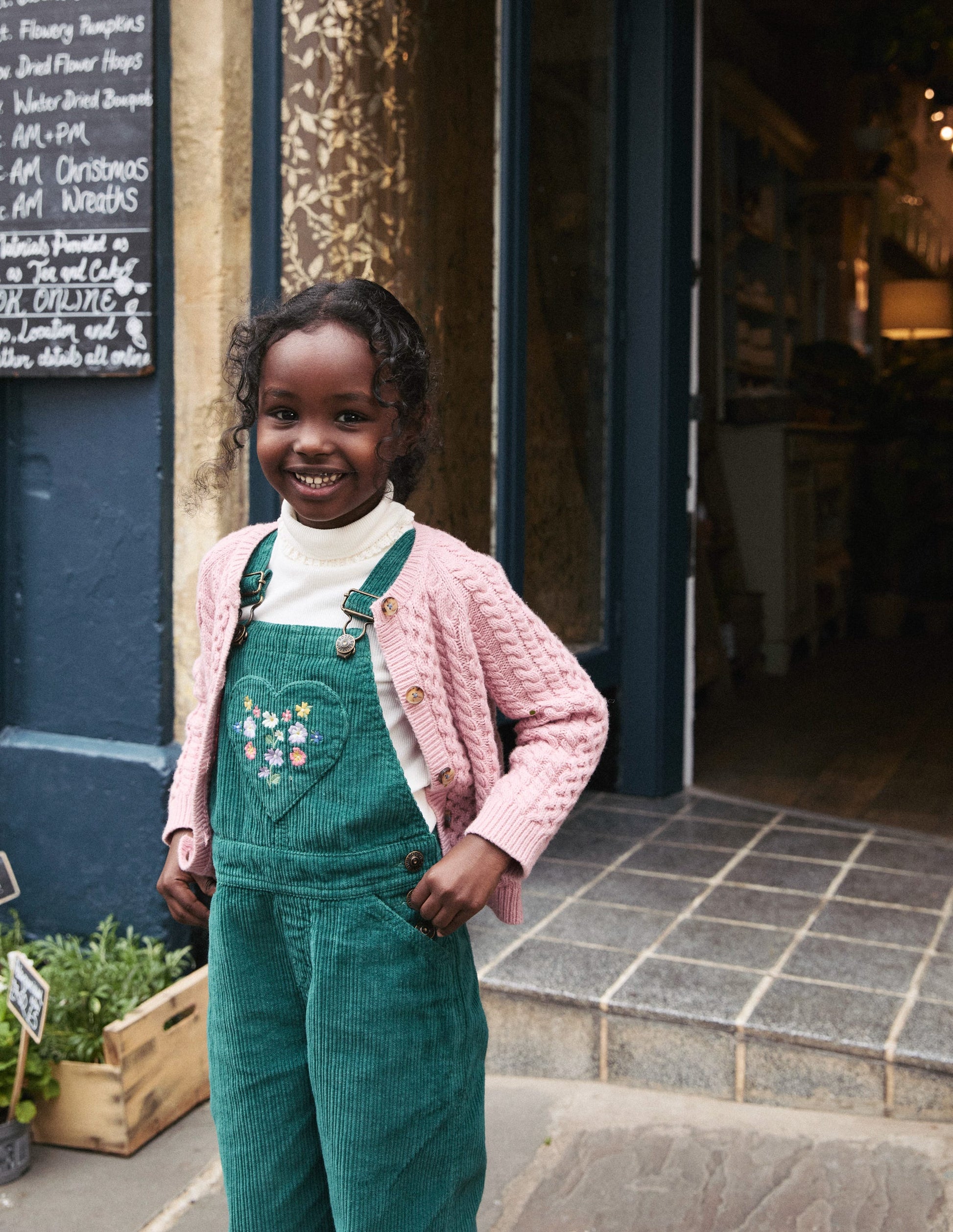 Straight Leg Dungaree-Jewel Green Heart-5