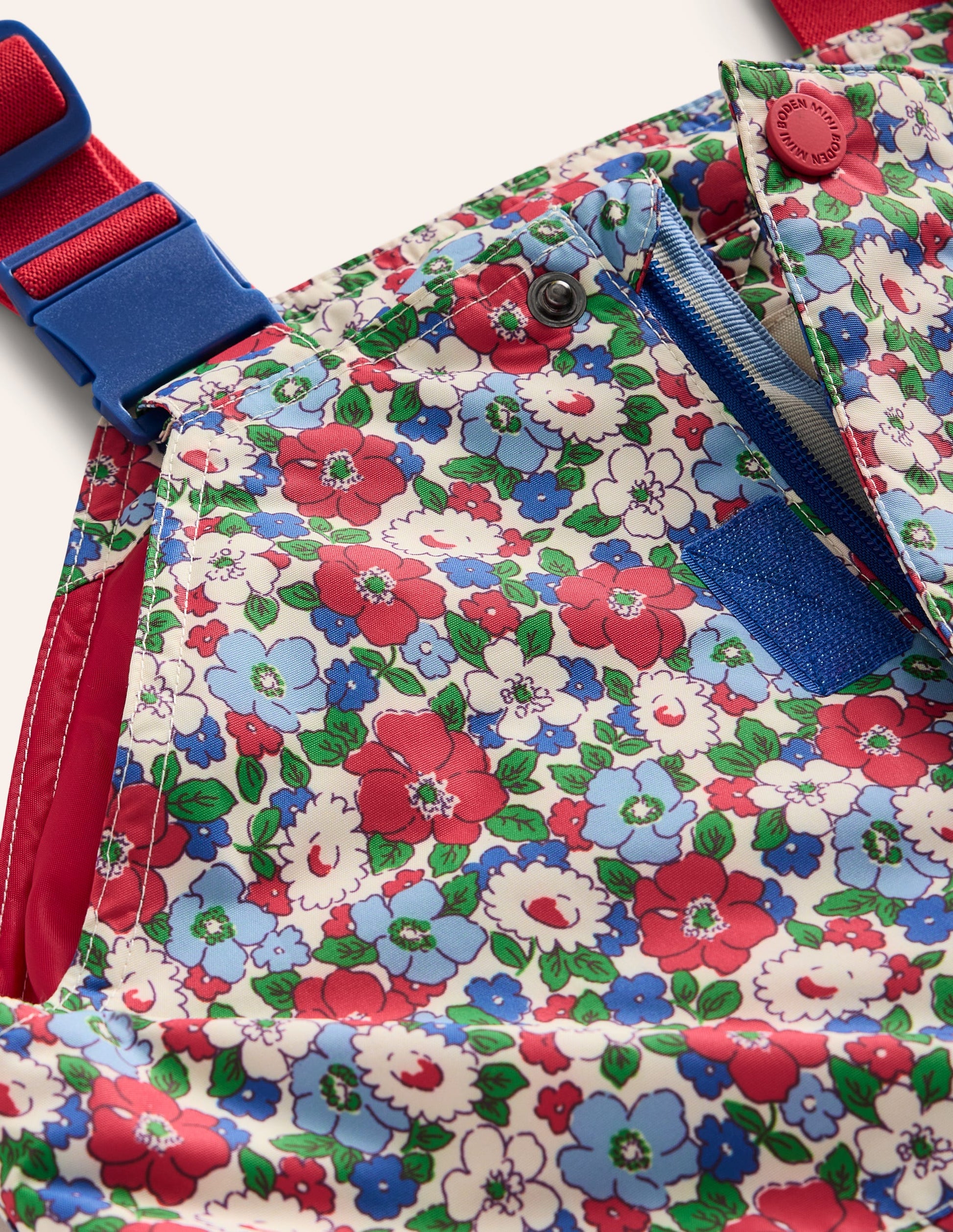 Salopette Waterproof Trousers-Glacier Blue Winter Floral-3