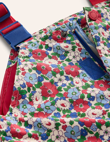 Salopette Waterproof Trousers-Glacier Blue Winter Floral-3