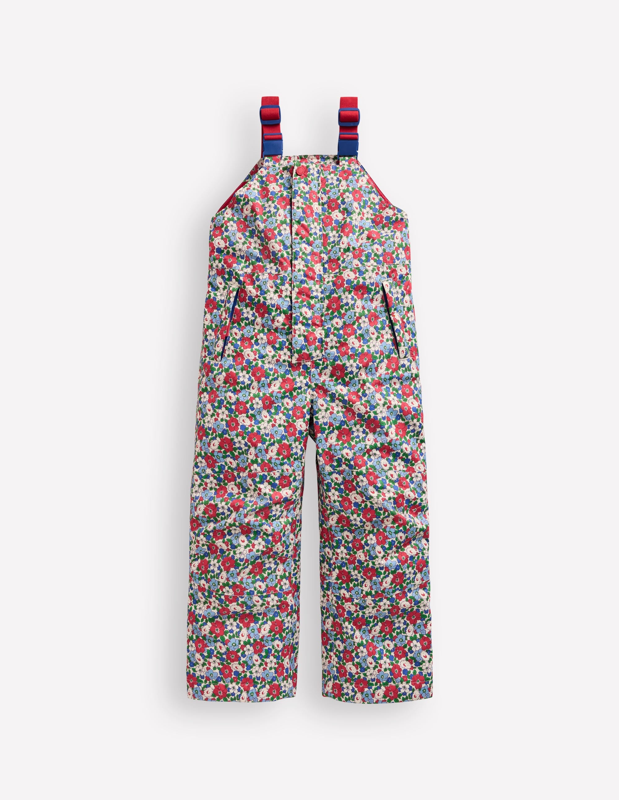 Salopette Waterproof Trousers-Glacier Blue Winter Floral - Image 1