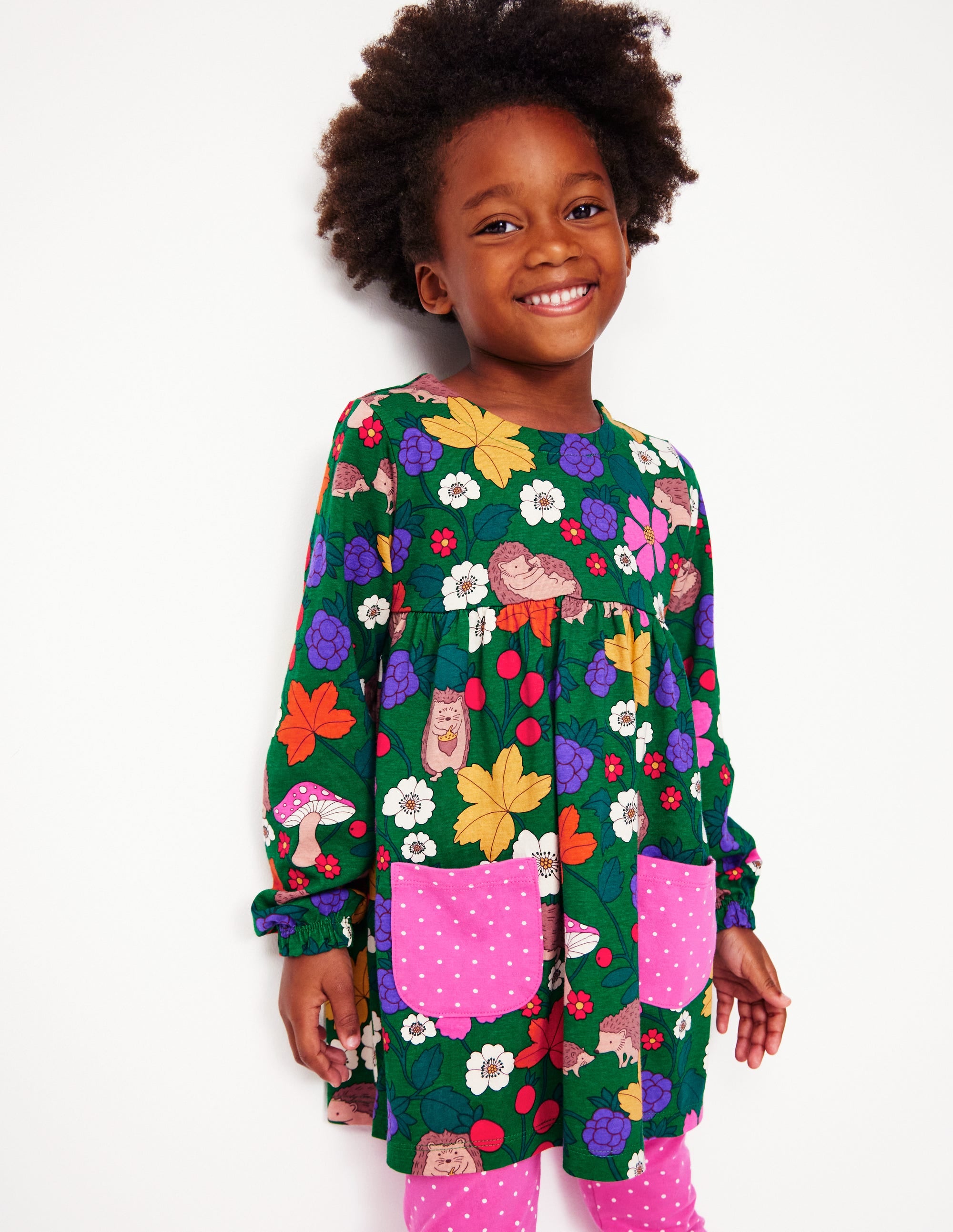 Print Tunic and Leggings Set-Rich Emerald Hedgehogs - Image 5