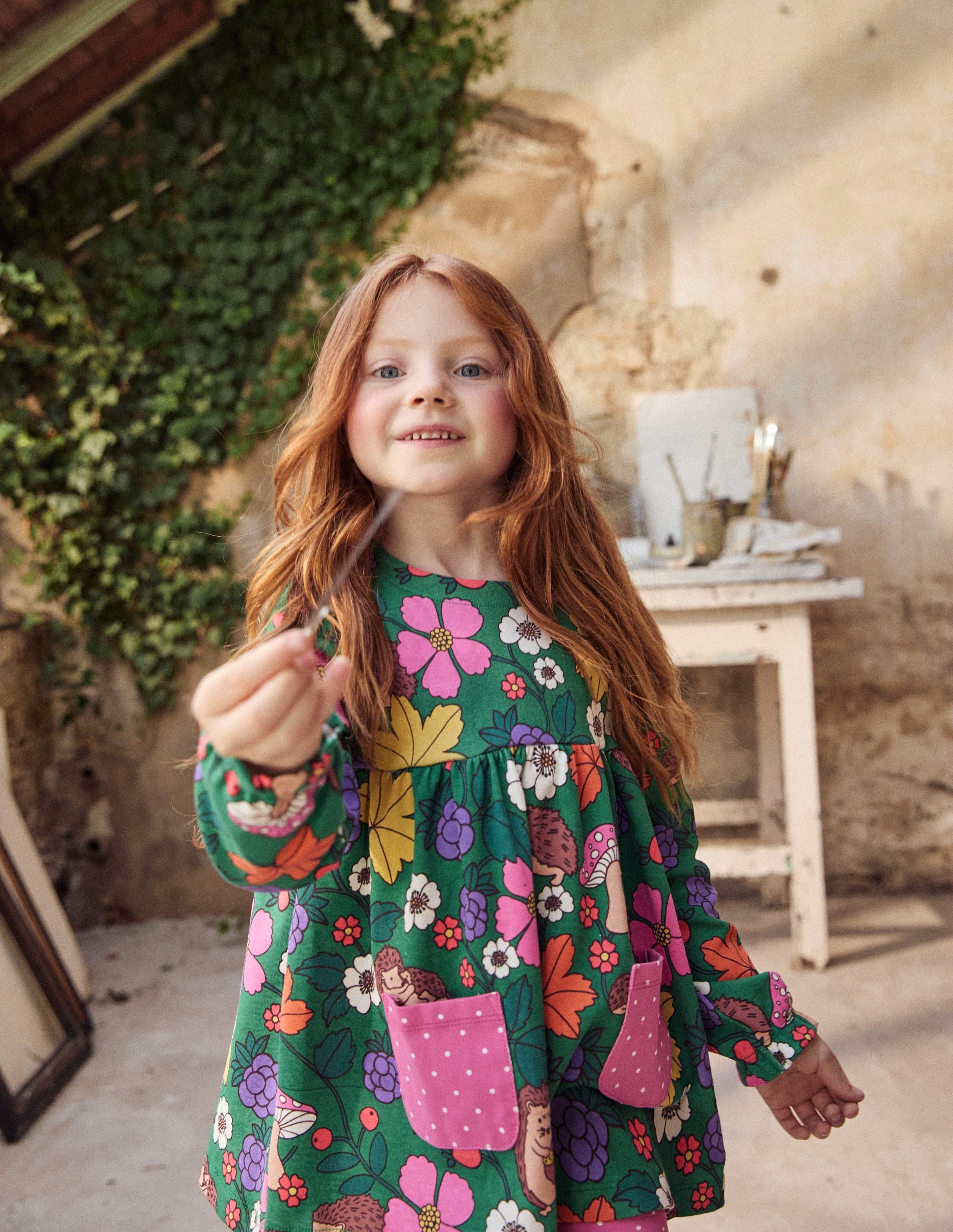 Print Tunic and Leggings Set-Rich Emerald Hedgehogs - Image 9