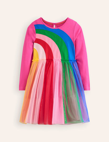 Rainbow Tulle Dress-Tickled Pink Rainbow-1