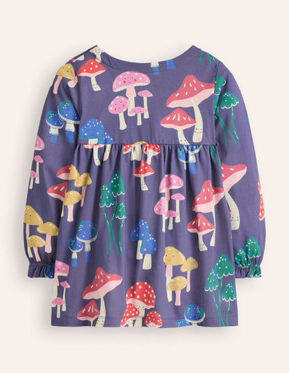 Long Sleeve Printed Tunic-Starboard Blue Mushrooms-2