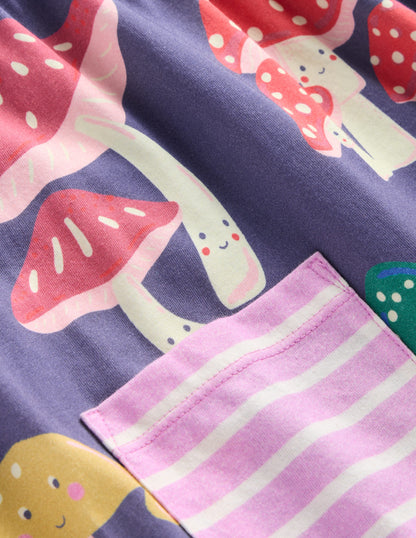 Long Sleeve Printed Tunic-Starboard Blue Mushrooms-3