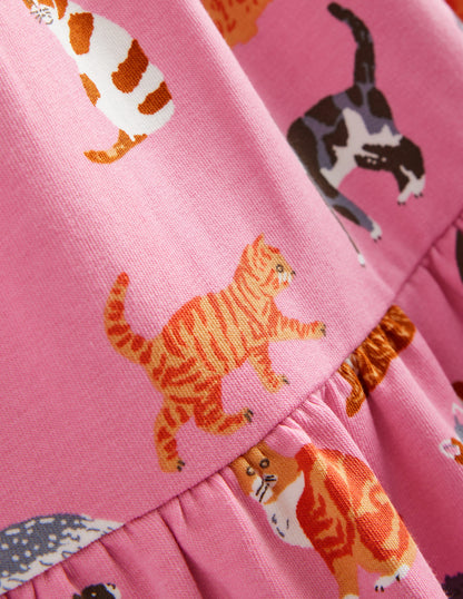 Dixie Tiered Sweatshirt Dress-Formica Pink Cats-3
