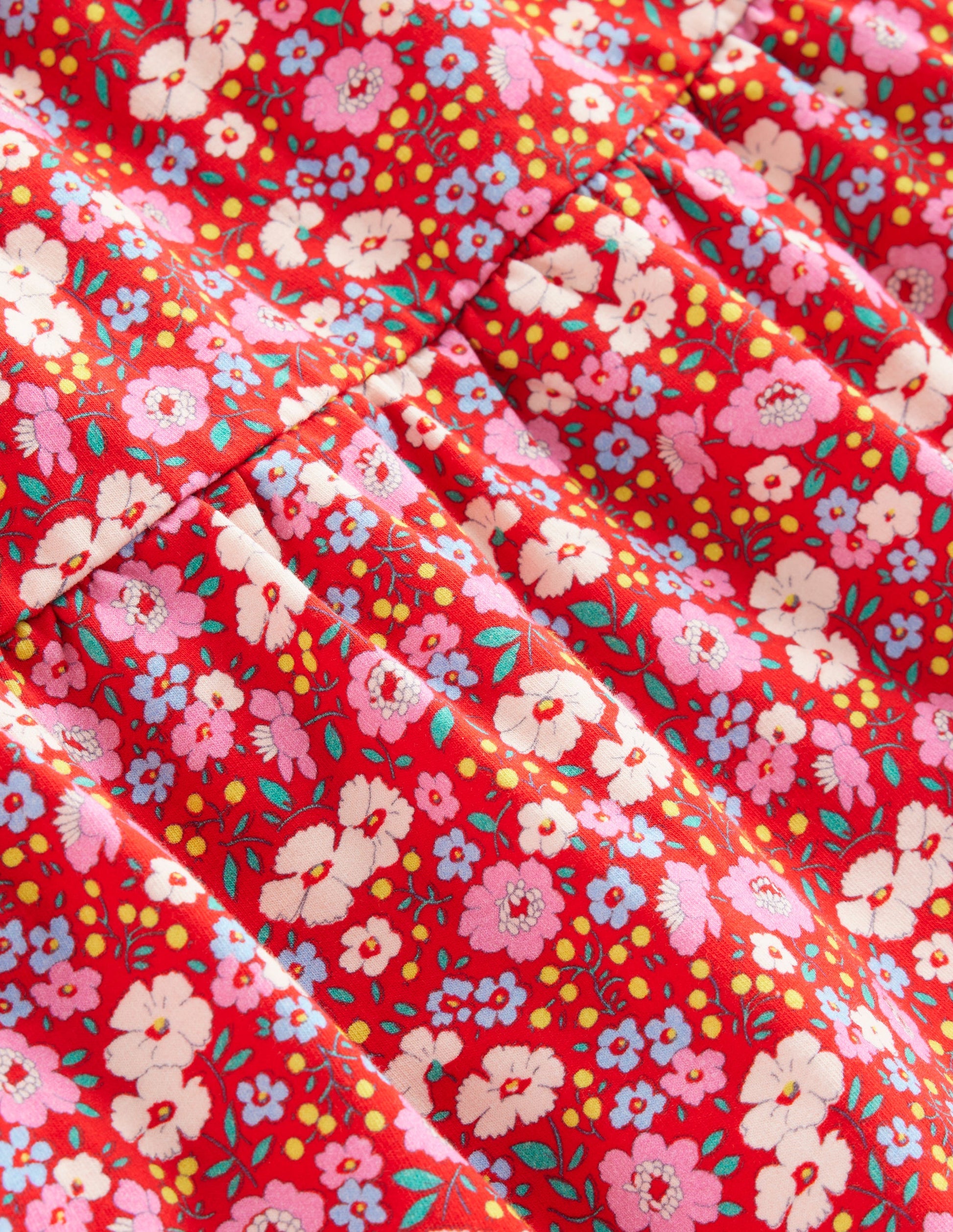 Dixie Tiered Sweatshirt Dress-Brilliant Red Flowerbed-3
