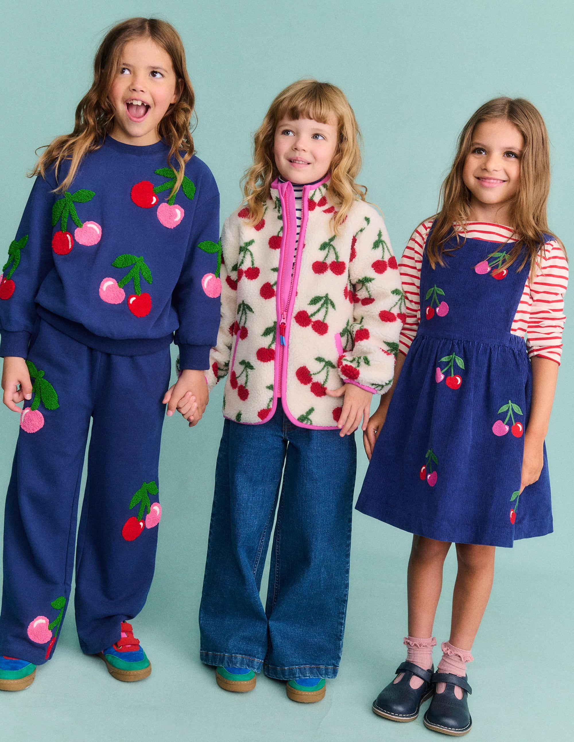 Wide Leg Applique Jogger-Starboard Blue Cherries - Image 5
