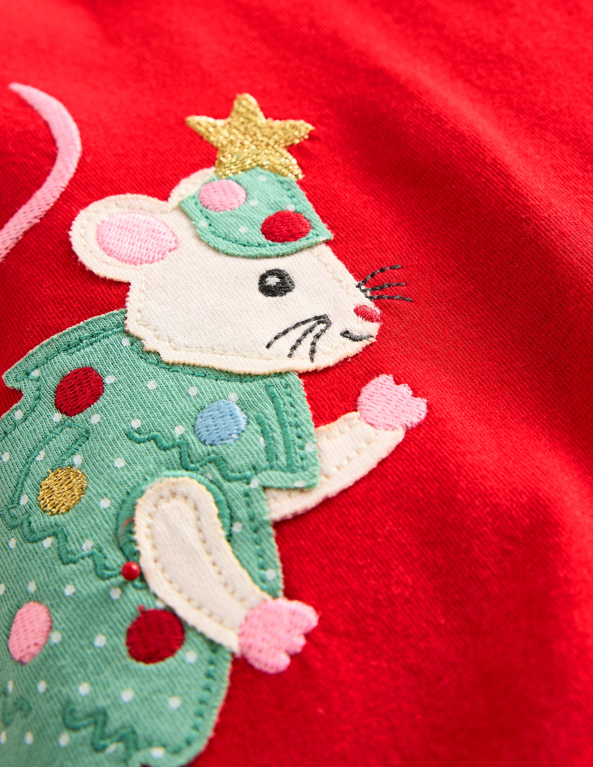 Elsie Big Appliqué Dress-Poppy Red Peeping Friends - Image 2