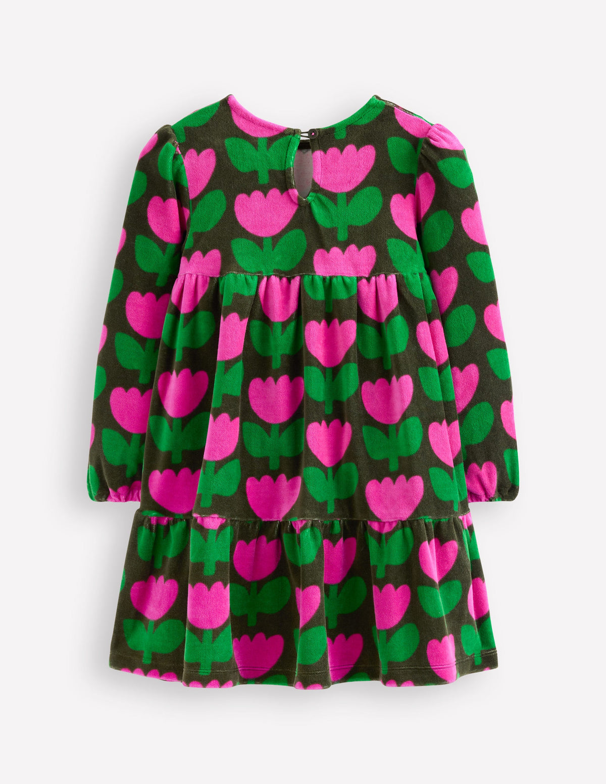 Tiered Velour Dress-Classic Khaki Tulip - Image 2
