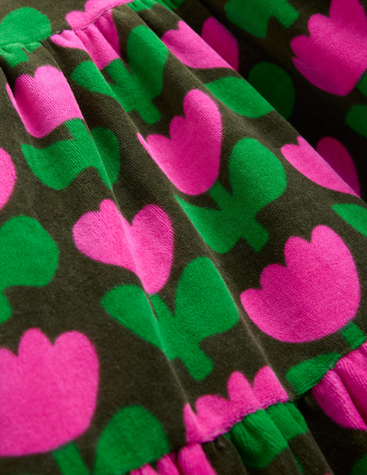 Tiered Velour Dress-Classic Khaki Tulip - Image 3