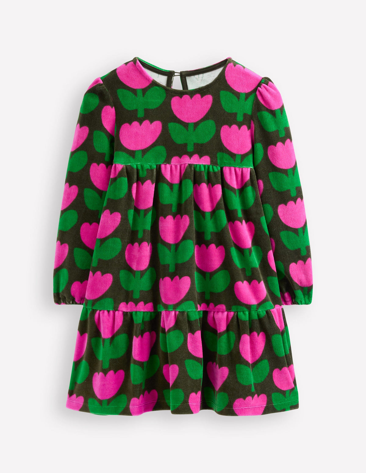 Tiered Velour Dress-Classic Khaki Tulip-1
