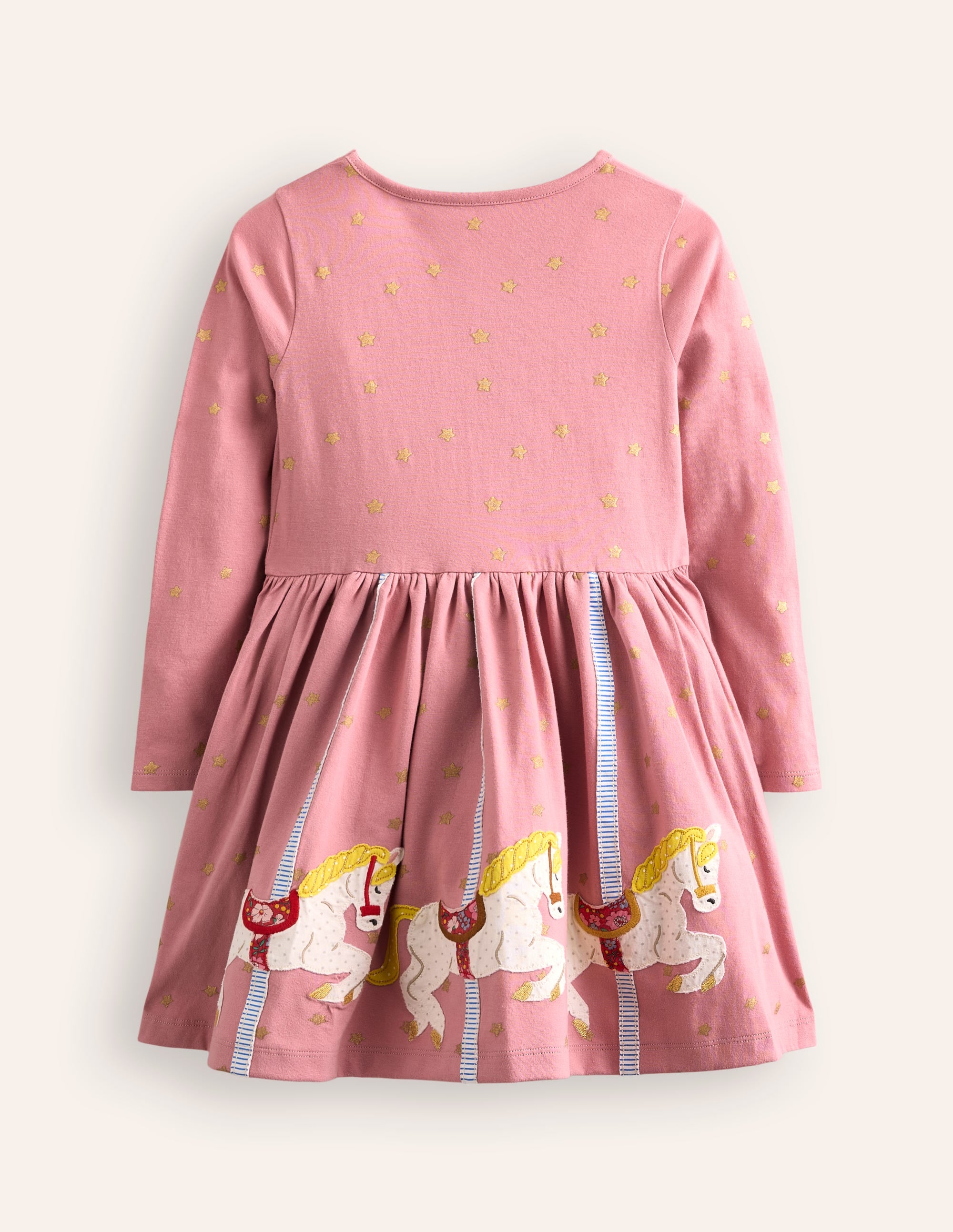 Appliqué Hem Jersey Dress-Vintage Pink Carousel - Image 2