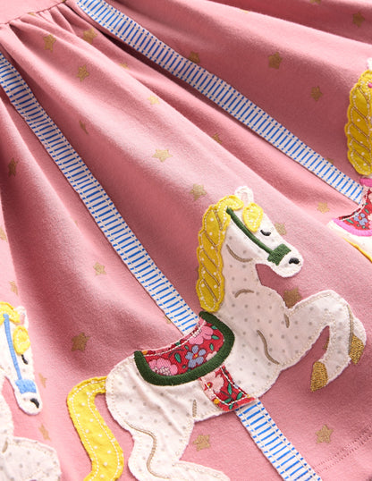 Appliqué Hem Jersey Dress-Vintage Pink Carousel-3