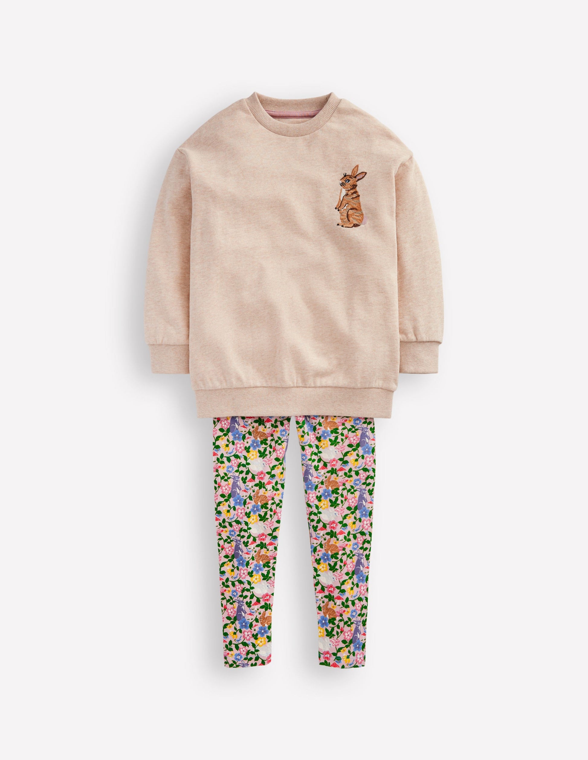 Relaxed Longline Sweatshirt-Oatmeal Bunny-1