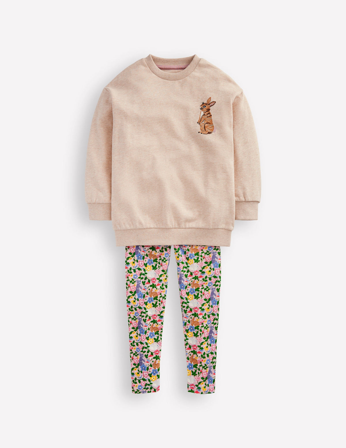 Relaxed Longline Sweatshirt-Oatmeal Bunny - Image 1