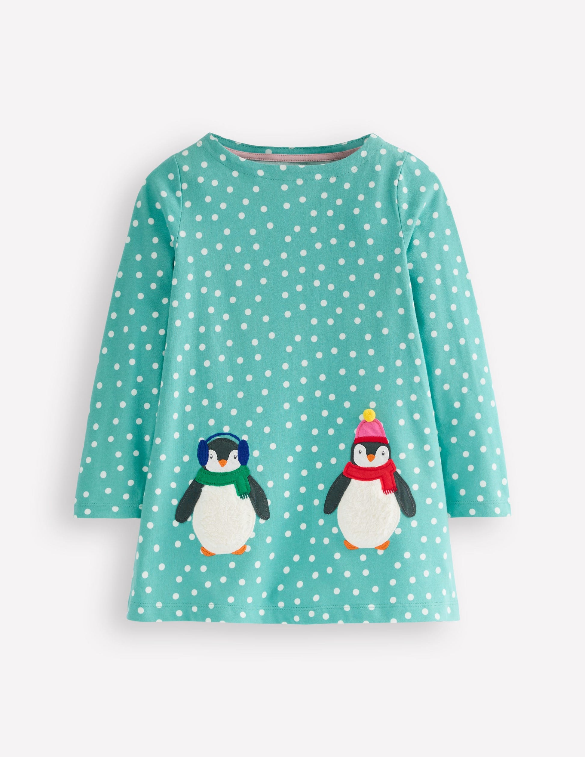 Appliqué Jersey Tunic-Brook Blue Spot Penguins-1