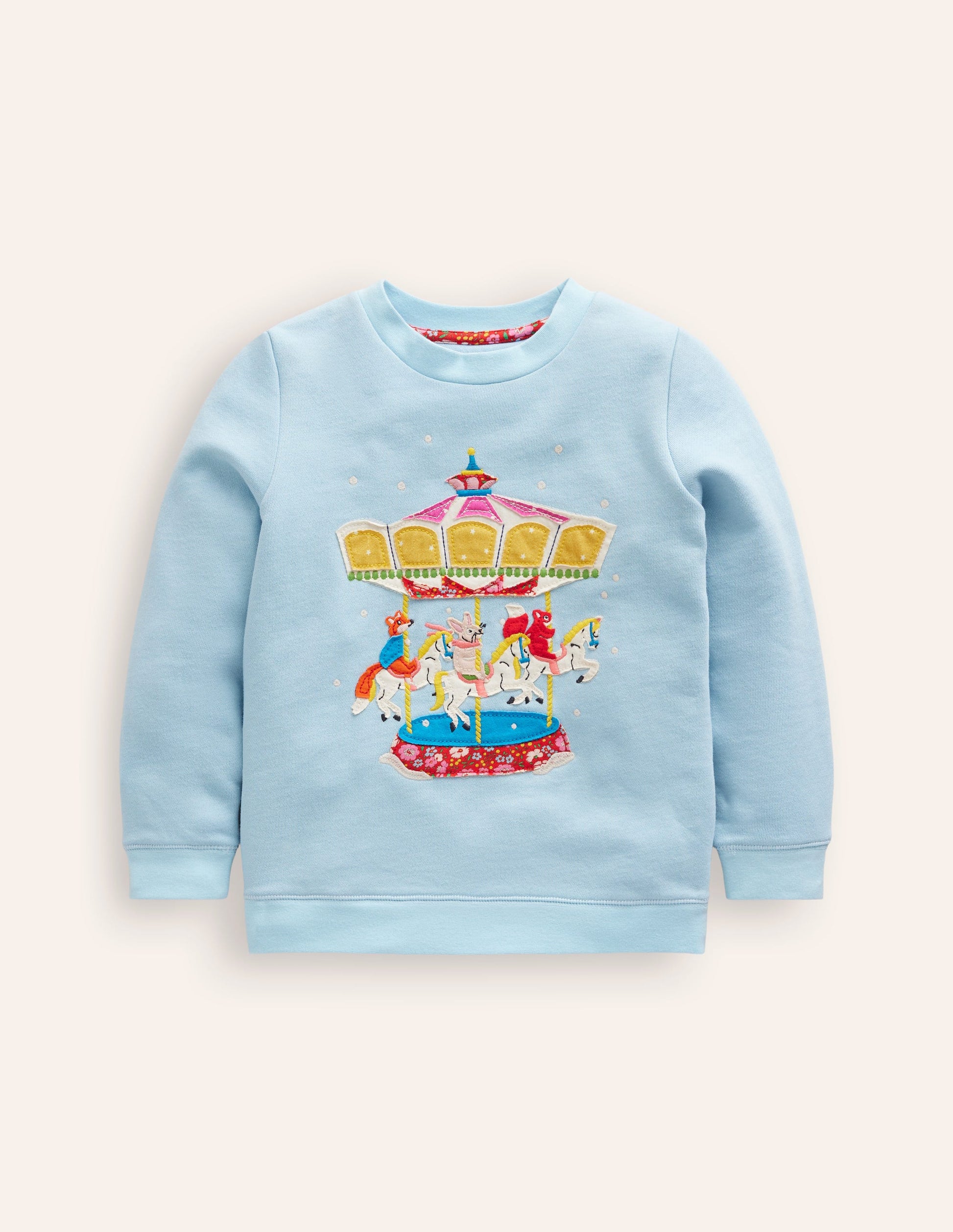 Appliqué Sweatshirt-Vintage Blue Carousel-1
