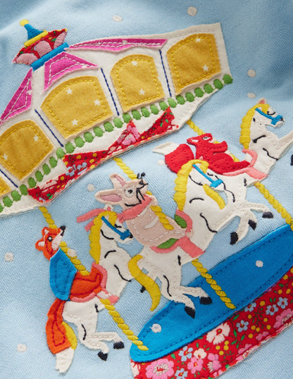 Appliqué Sweatshirt-Vintage Blue Carousel-3