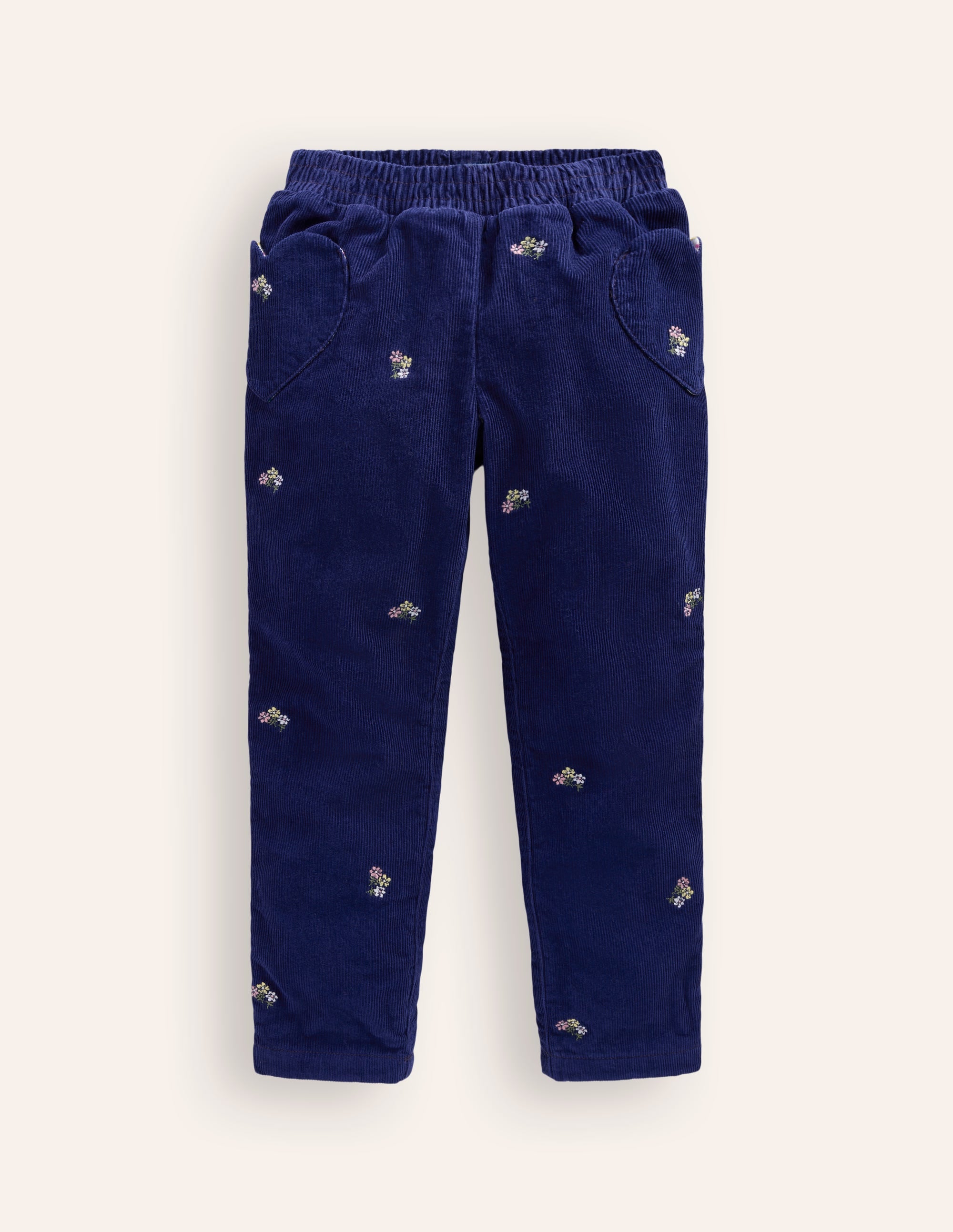 Lined Cord Pull-On Trousers-College Navy Embroidery - Image 1