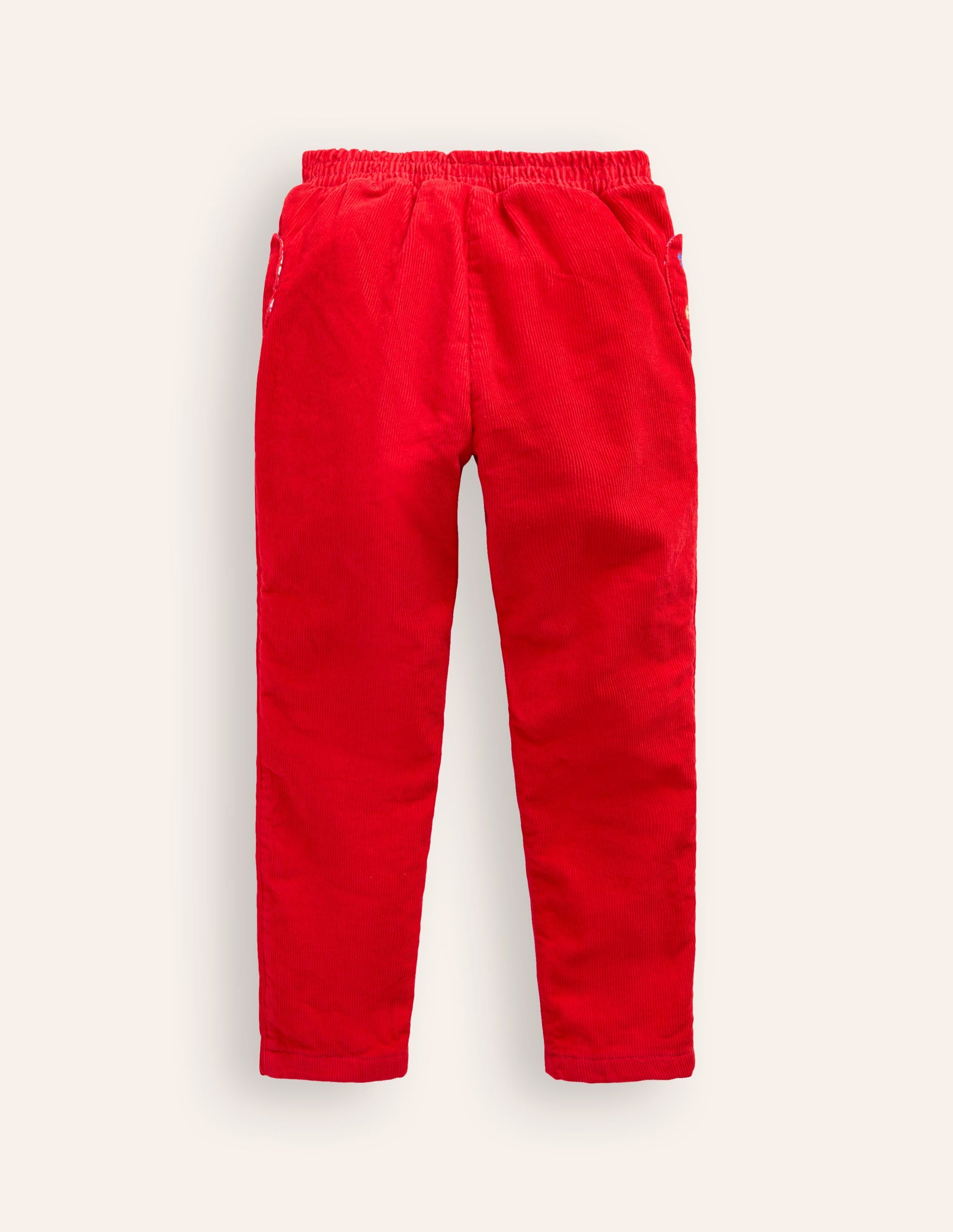 Lined Cord Pull-On Trousers-Sunset Orange Embroidery - Image 2