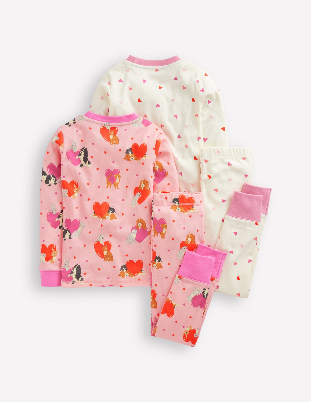 Twin Pack Snug Pyjamas-Chalk Pink Valentines-2