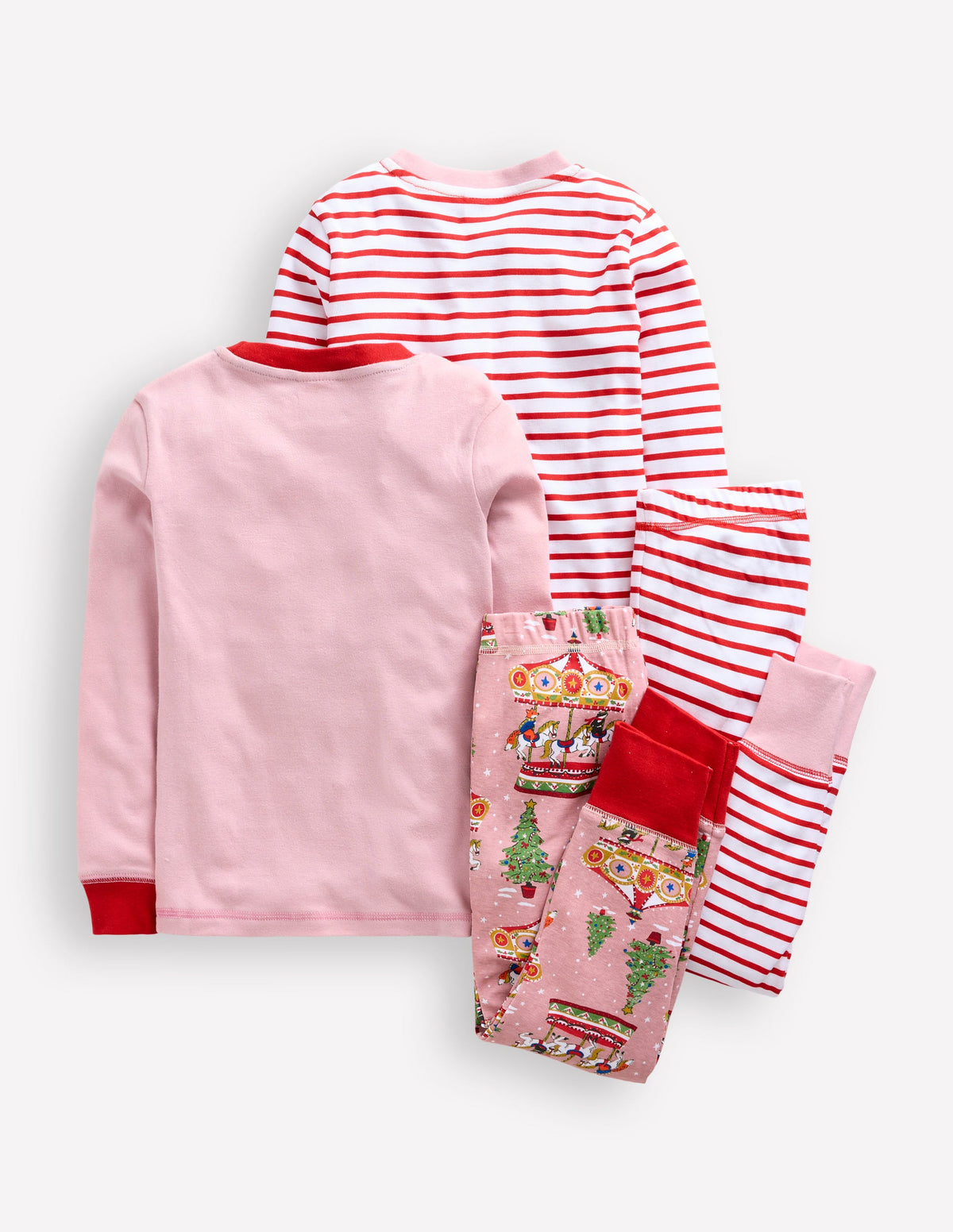 Twin Pack Snug Pyjamas-Vintage Pink Carousel - Image 2