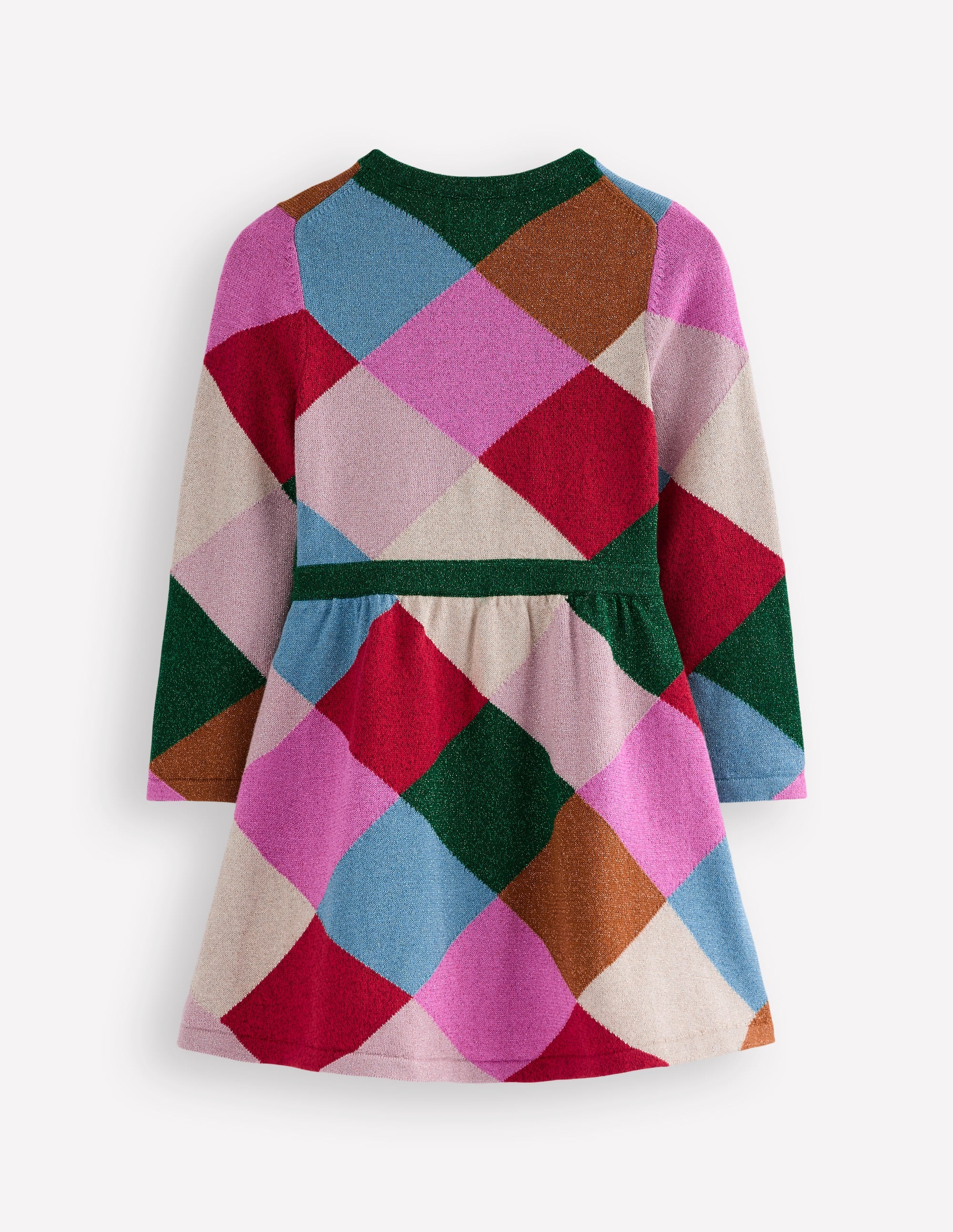 Sparkle Knitted Dress-Rainbow Argyle - Image 2