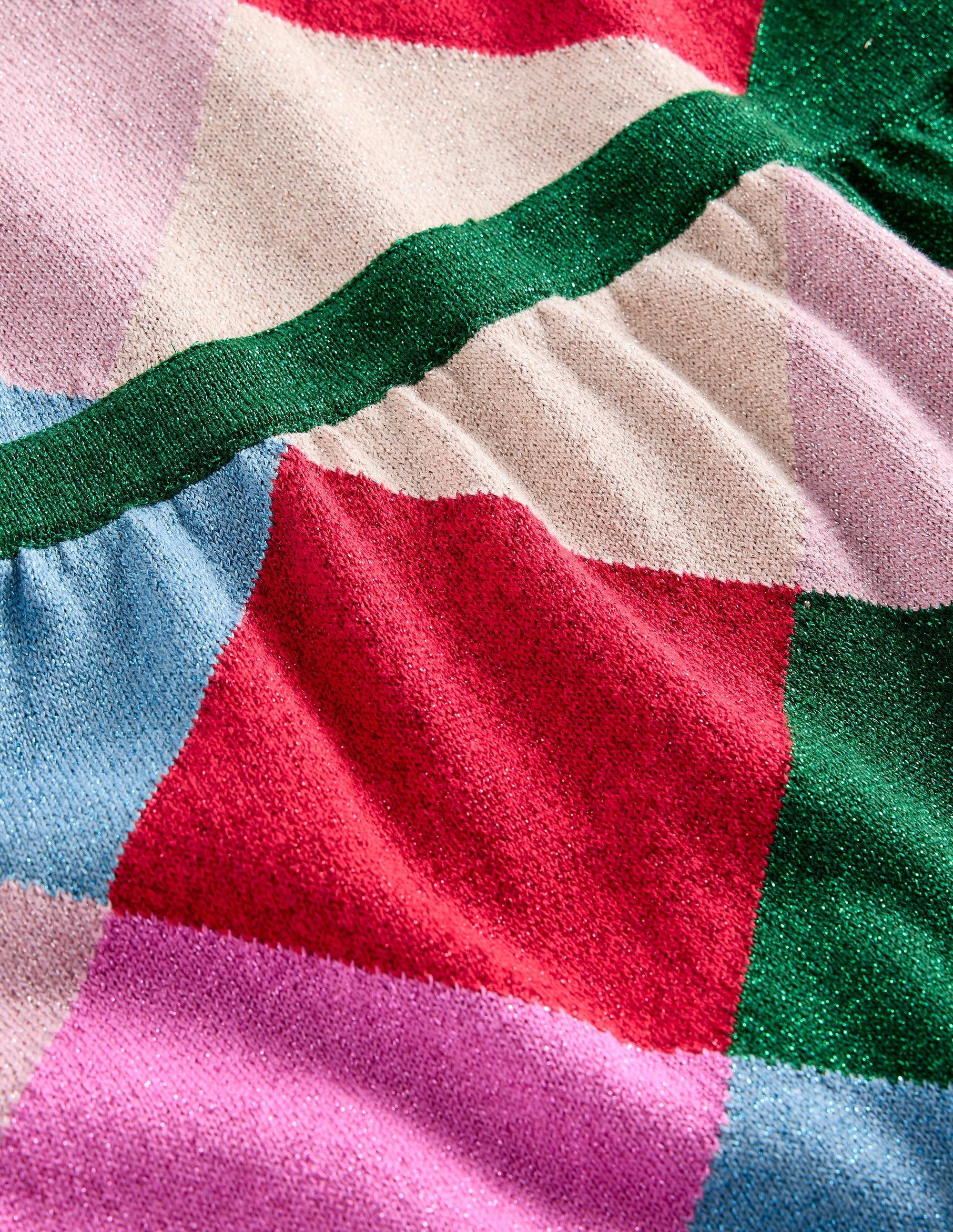Sparkle Knitted Dress-Rainbow Argyle - Image 3