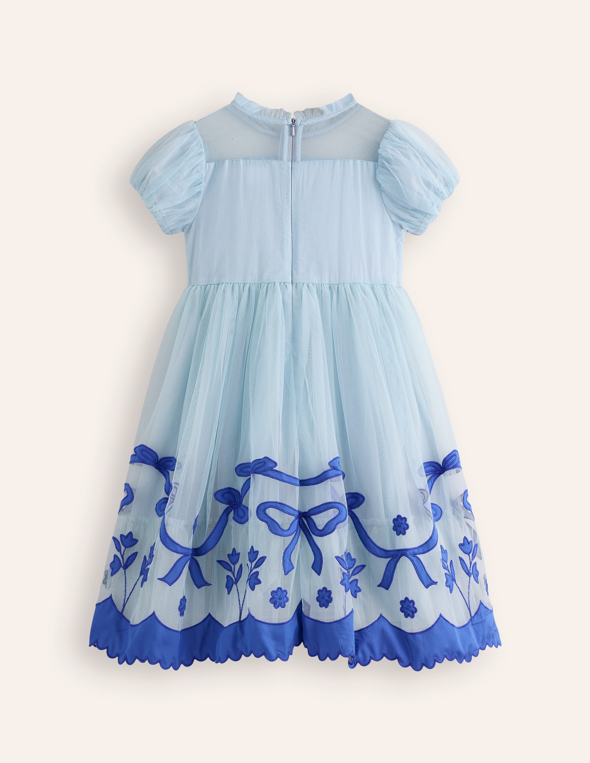 Appliqué Hem Tulle Dress-Vintage Blue Bows - Image 2