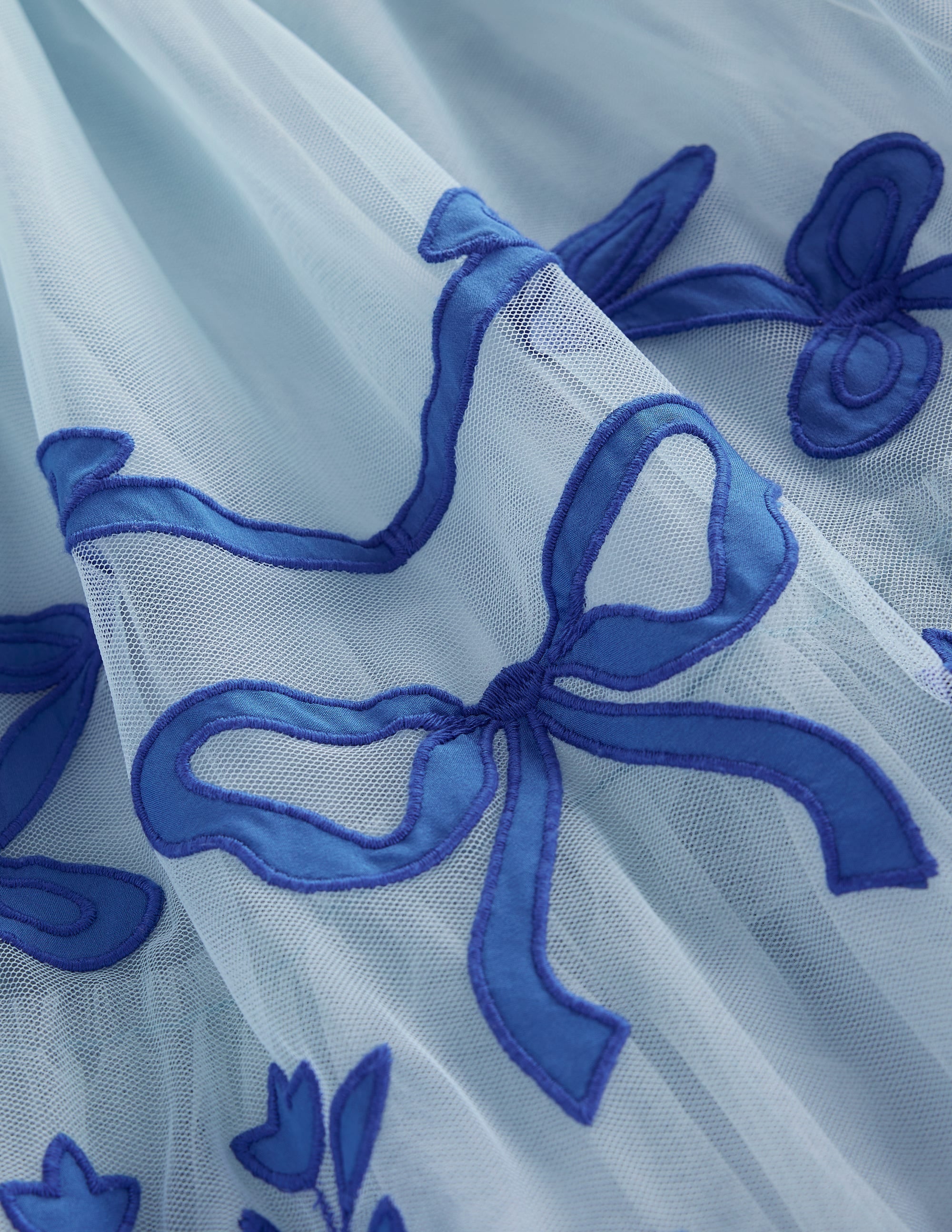 Appliqué Hem Tulle Dress-Vintage Blue Bows - Image 3