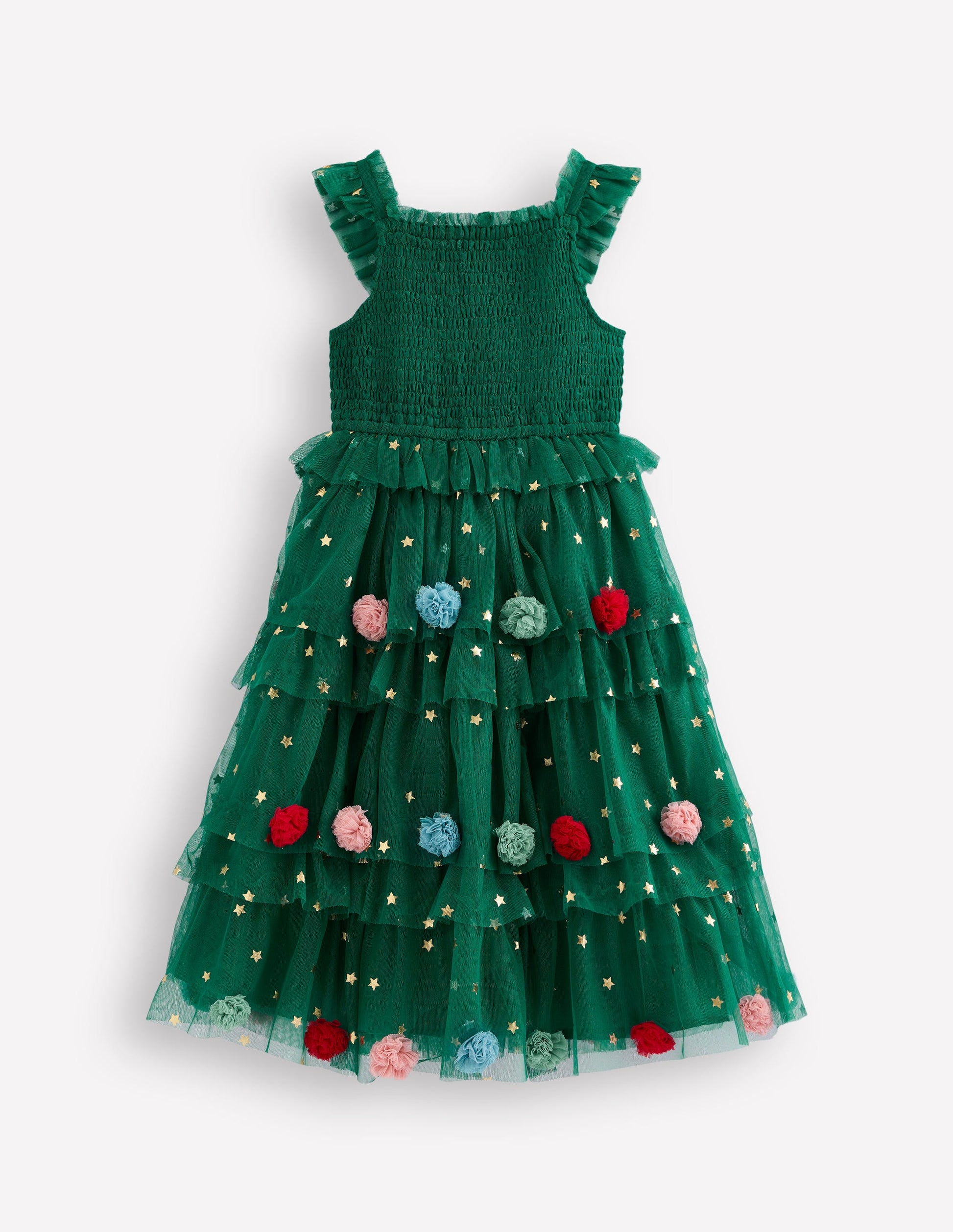 Maude Ruffle Tulle Dress-Jewel Green Christmas Tree-1