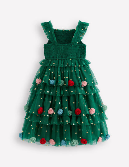Maude Ruffle Tulle Dress-Jewel Green Christmas Tree-2