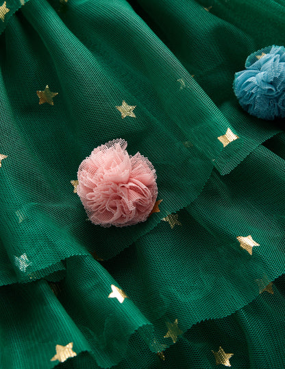 Maude Ruffle Tulle Dress-Jewel Green Christmas Tree-3