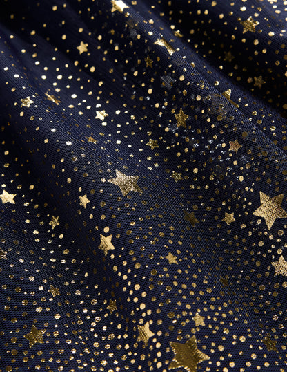 Esther Metallic Party Dress-College Navy-3