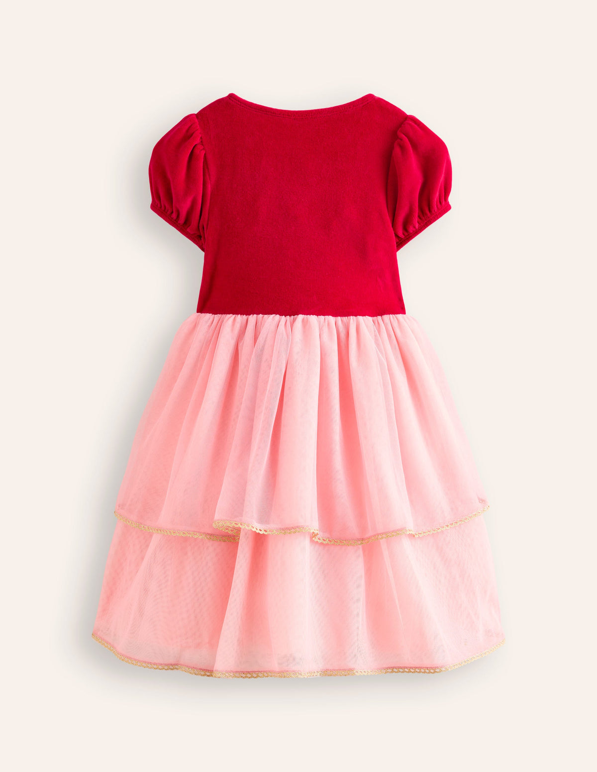 Nutcracker Appliqué Dress-Carmine Red/Almond Pink - Image 2