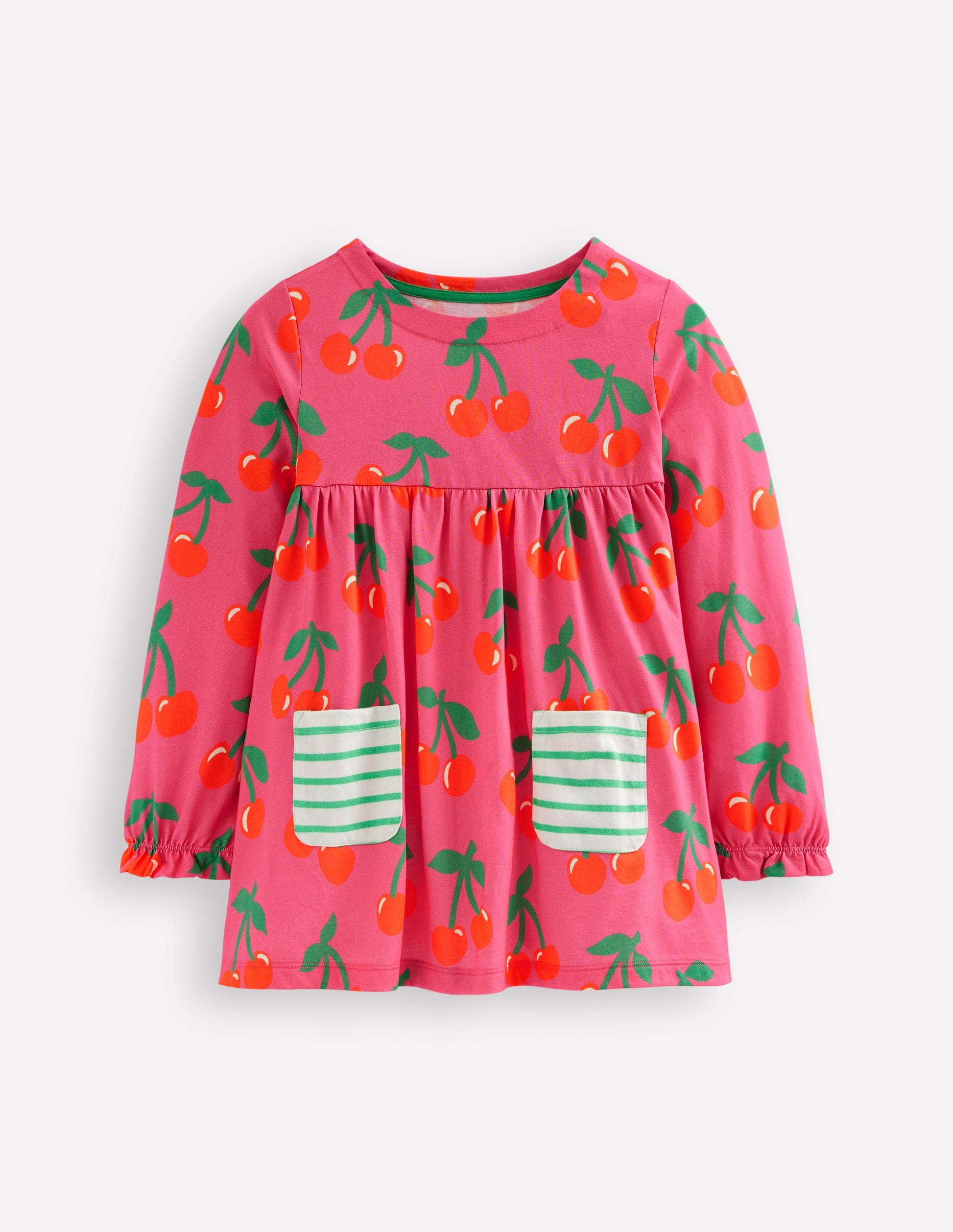 Long Sleeve Printed Tunic-Sorbet Pink Cherries-1