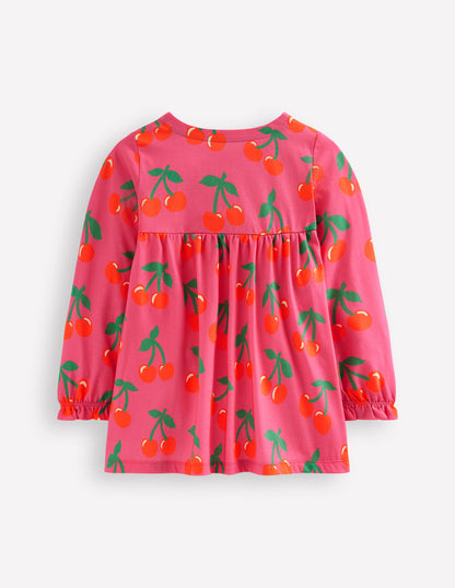 Long Sleeve Printed Tunic-Sorbet Pink Cherries-2