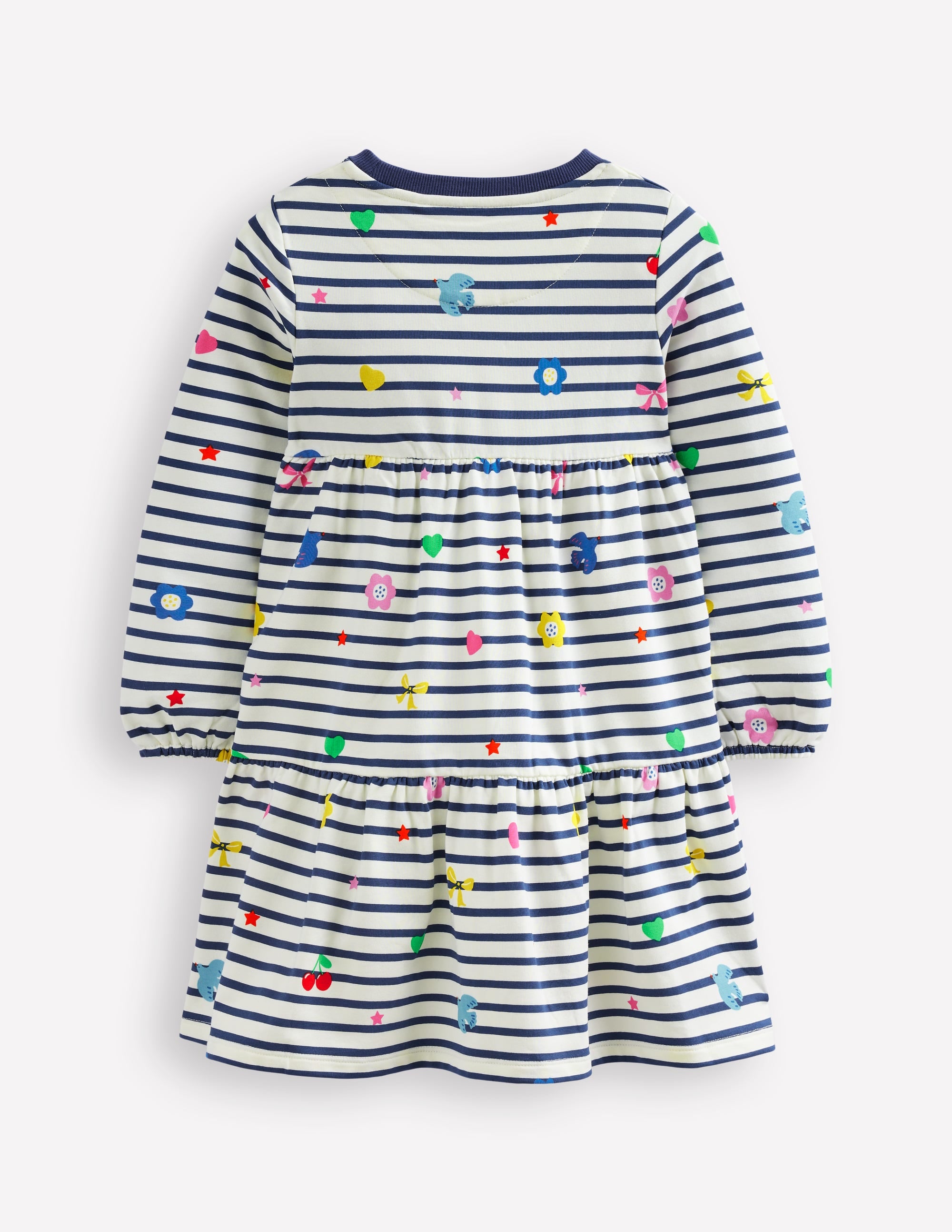 Tiered Sweatshirt Dress-Navy/ Ivory Stripe - Image 2