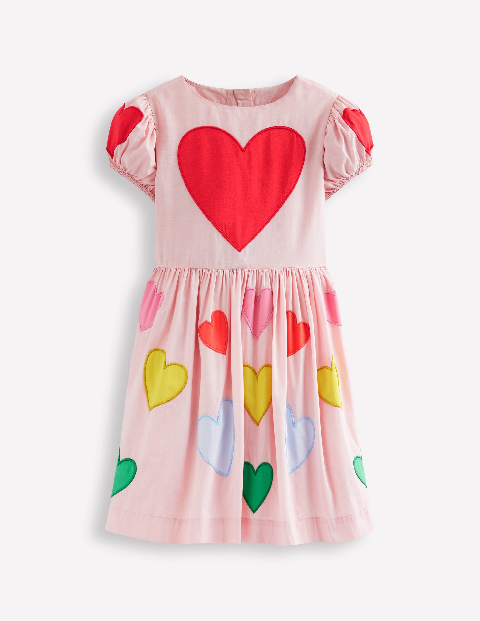 Puff Sleeve Heart Dress-Light Pink Hearts | Boden AU Puff Sleeve Heart Dress-Light Pink Hearts | Boden AU