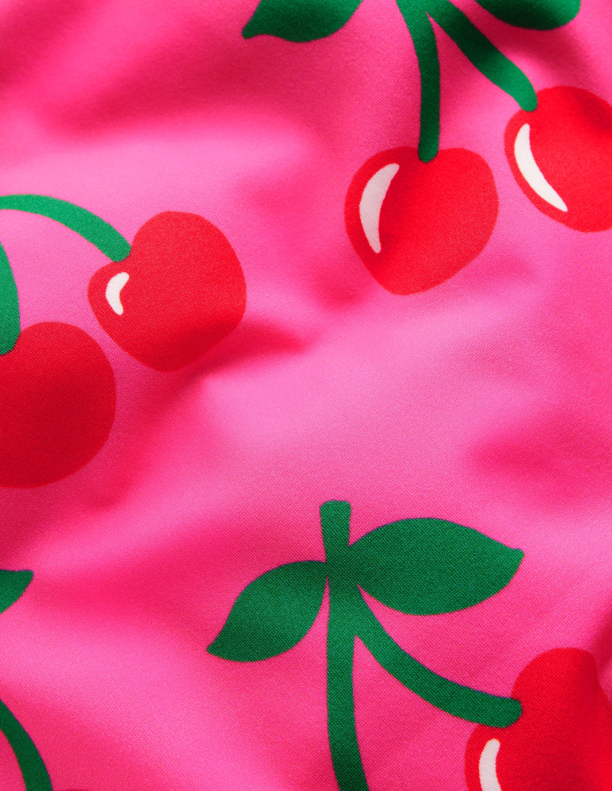 Cross-back Printed Swimsuit-Sorbet Pink Cherries - Image 3