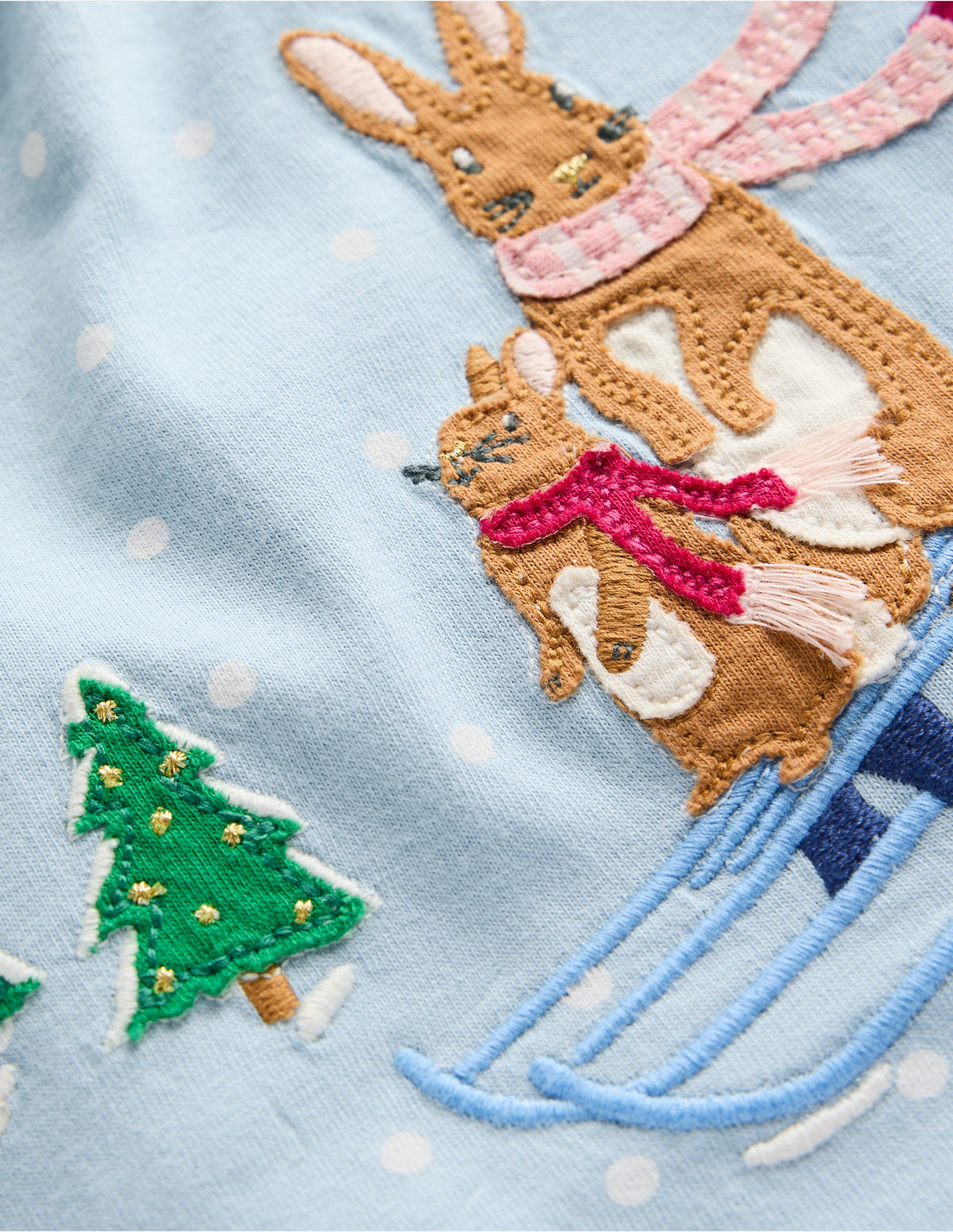 Big Appliqué Jersey Dress-Vintage Blue Bunnies - Image 3