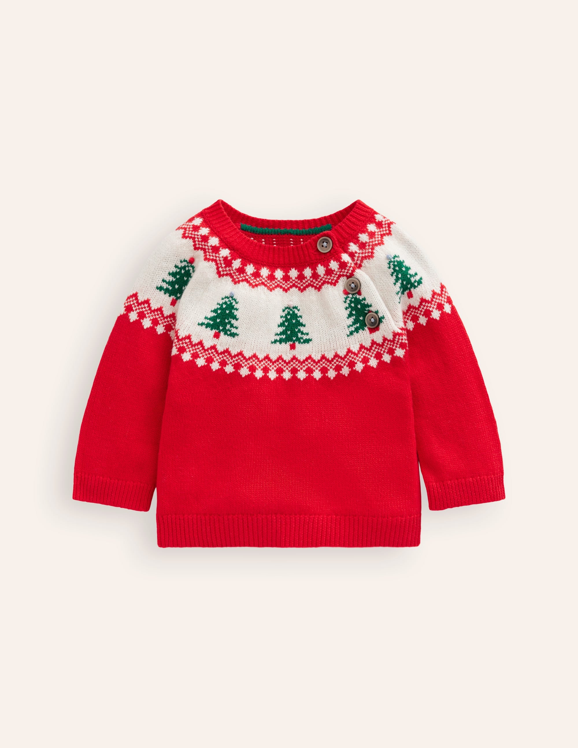Fair Isle Jumper-Poppy Red Trees - Image 1