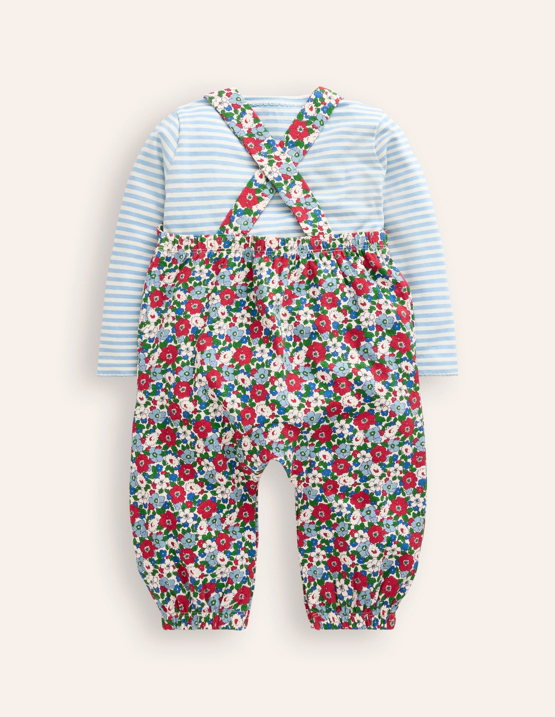 Jersey Dungaree Set-Glacier Blue Floral-2