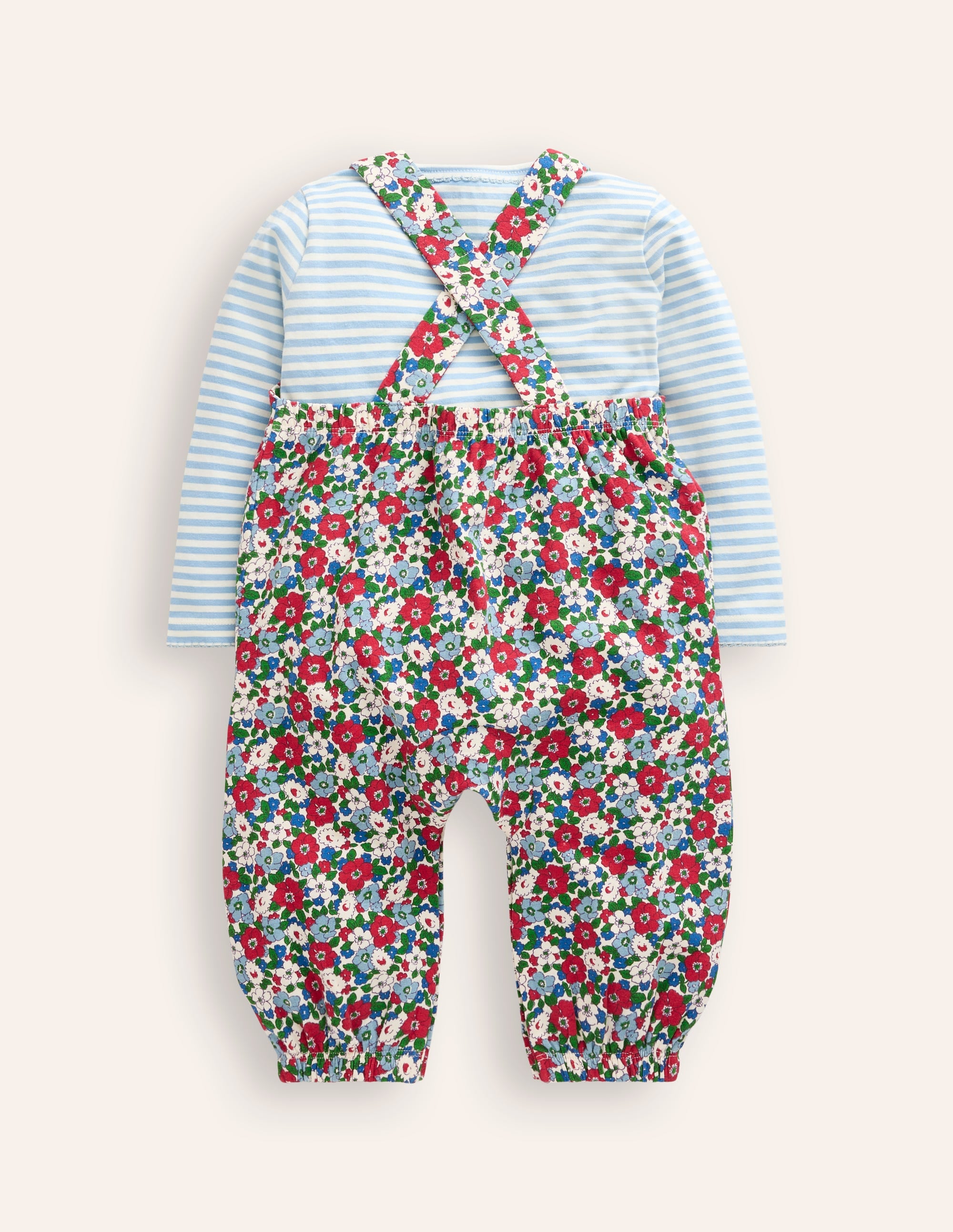 Jersey Dungaree Set-Glacier Blue Floral - Image 2
