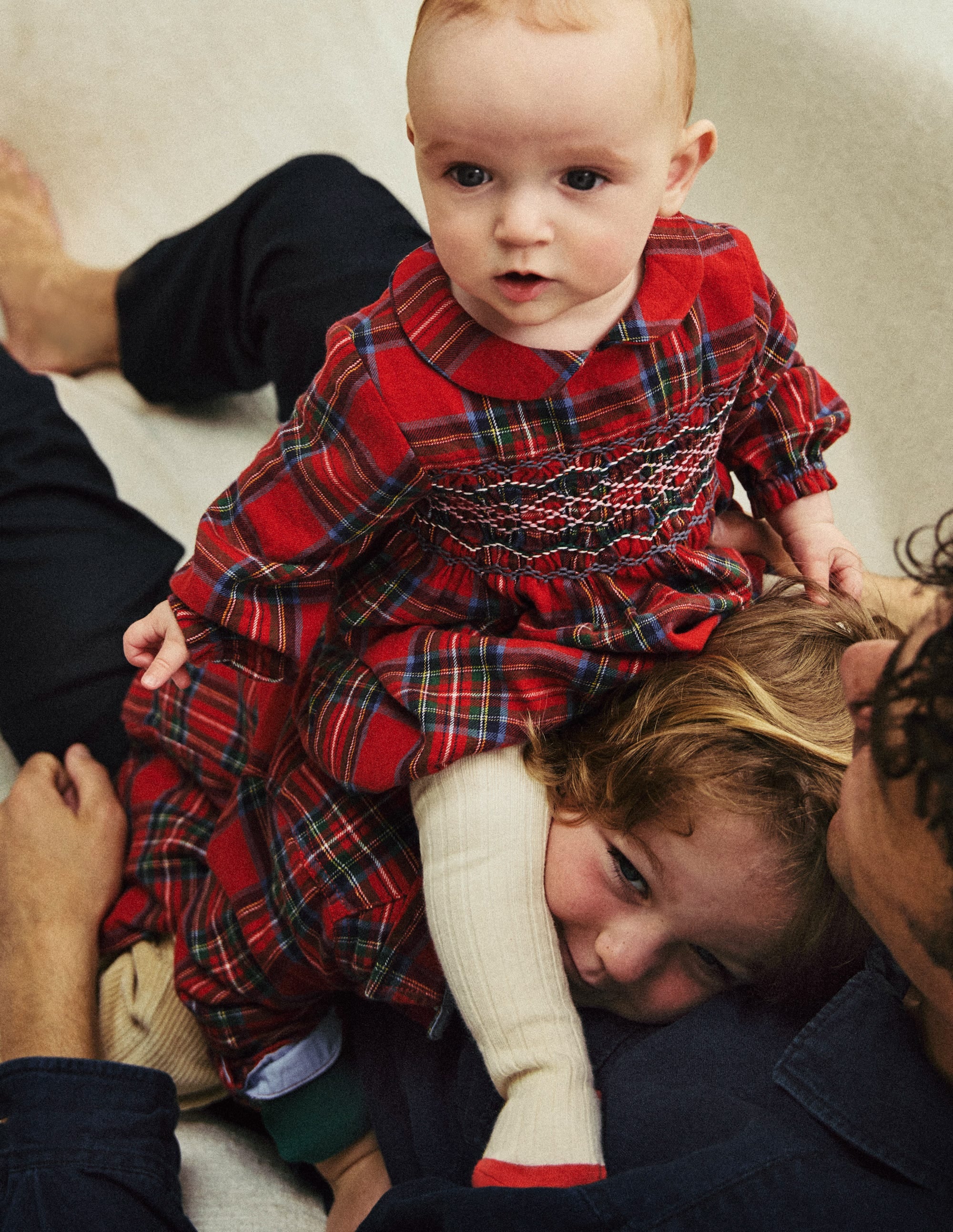 Smocked Romper-Red and Blue Check - Image 4