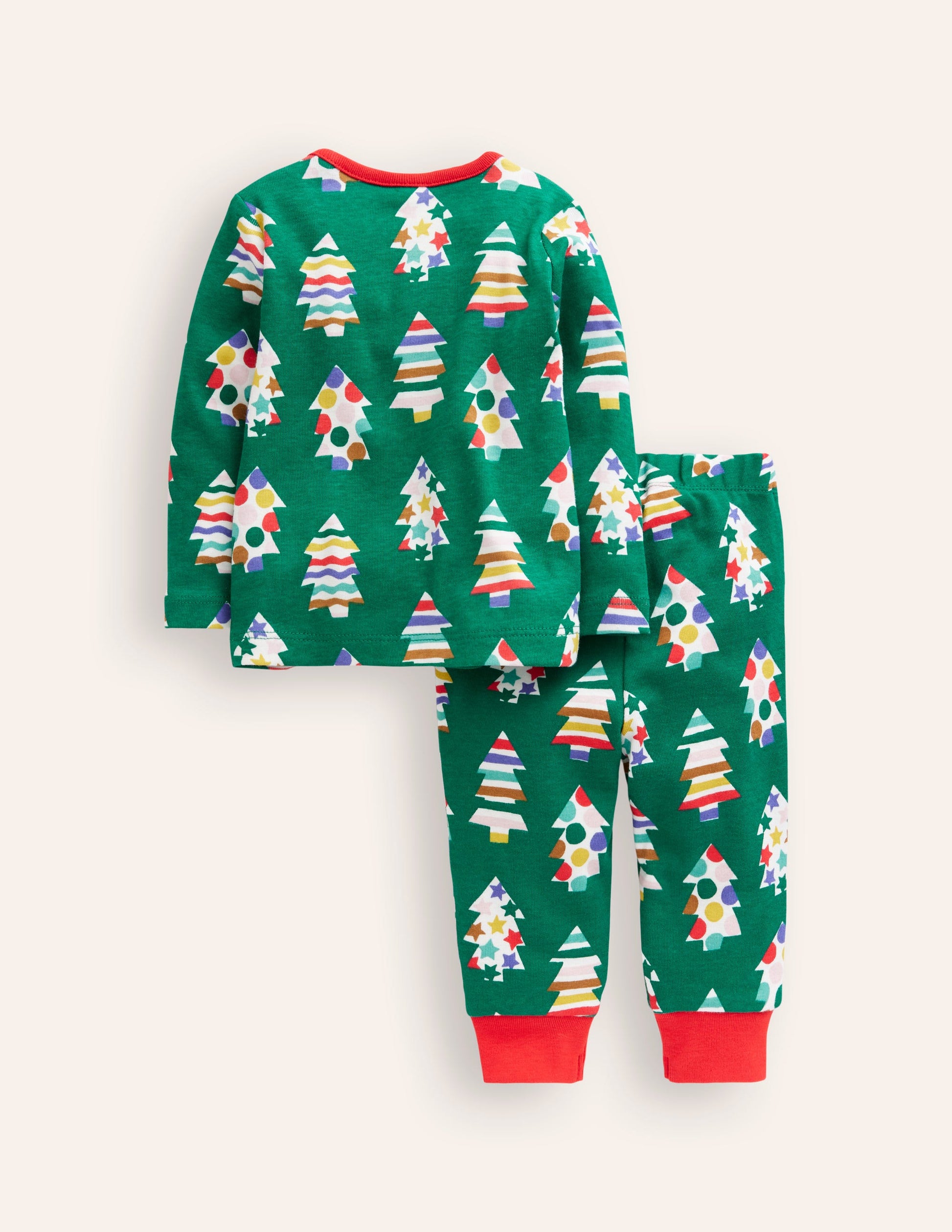 Snug Single Long John Pyjamas-Jewel Green Trees-2