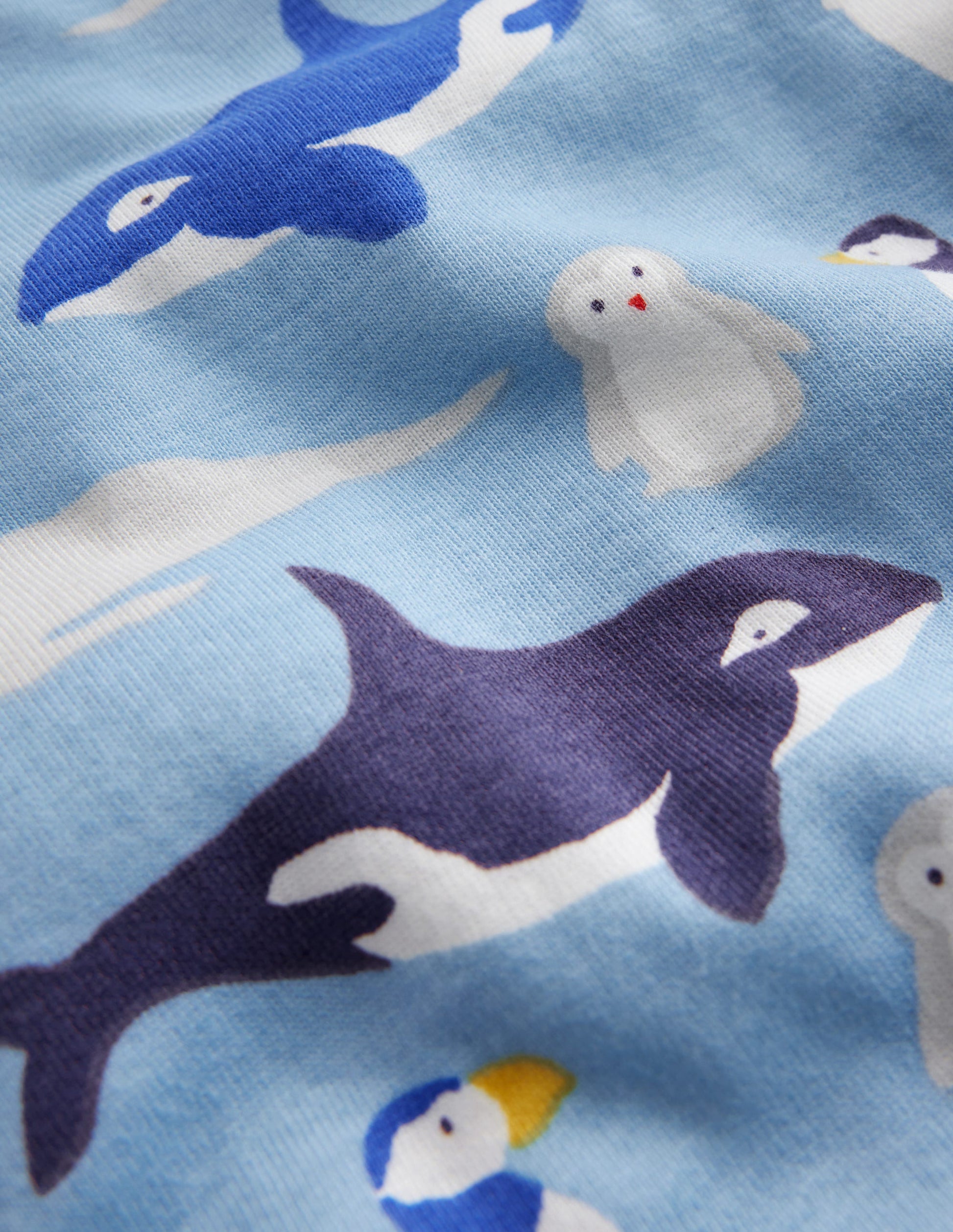 Snug Single Long John Pyjamas-Glacier Blue Arctic Animals-3