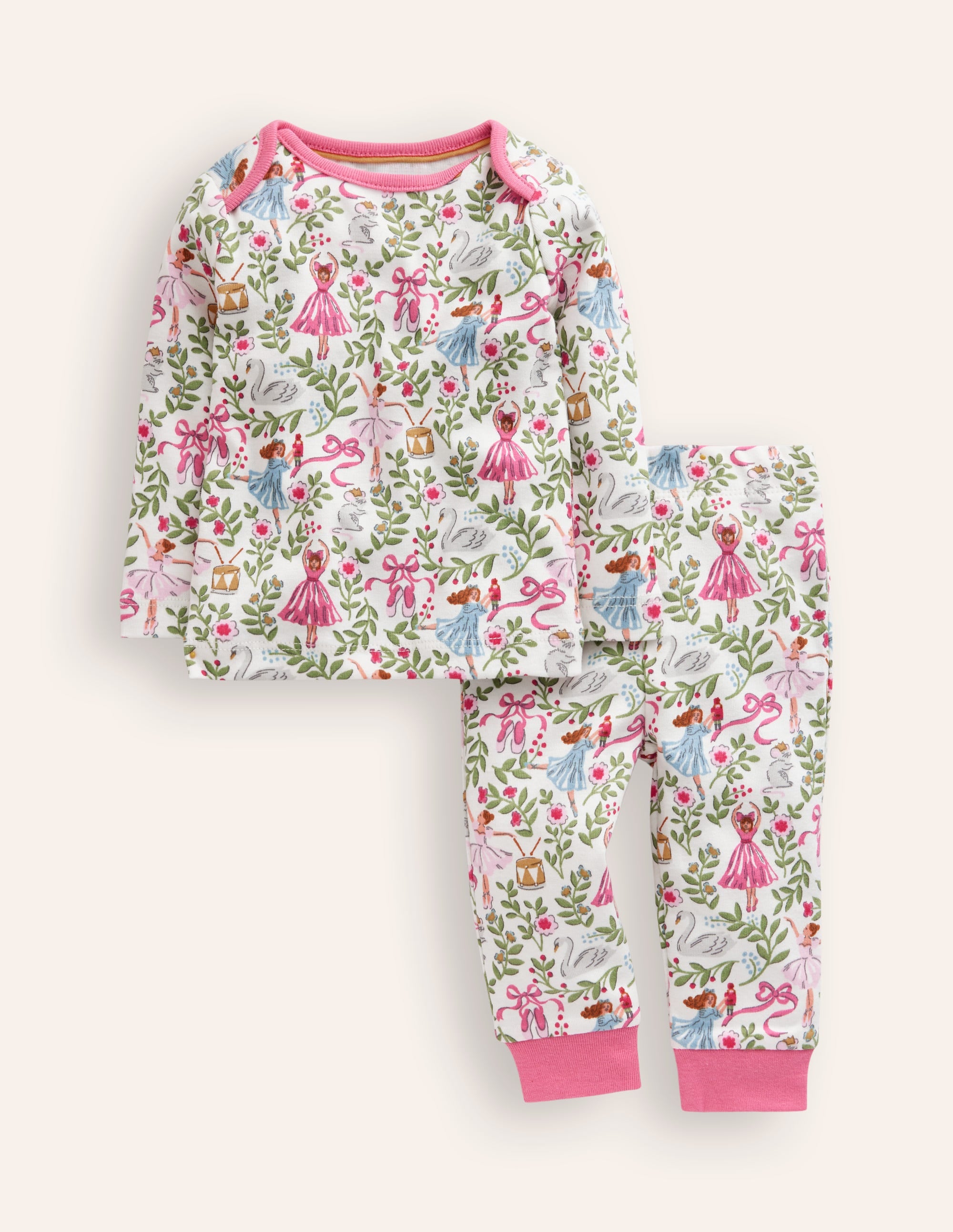 Snug Long John Pyjamas-Ivory Ballet Toile - Image 1