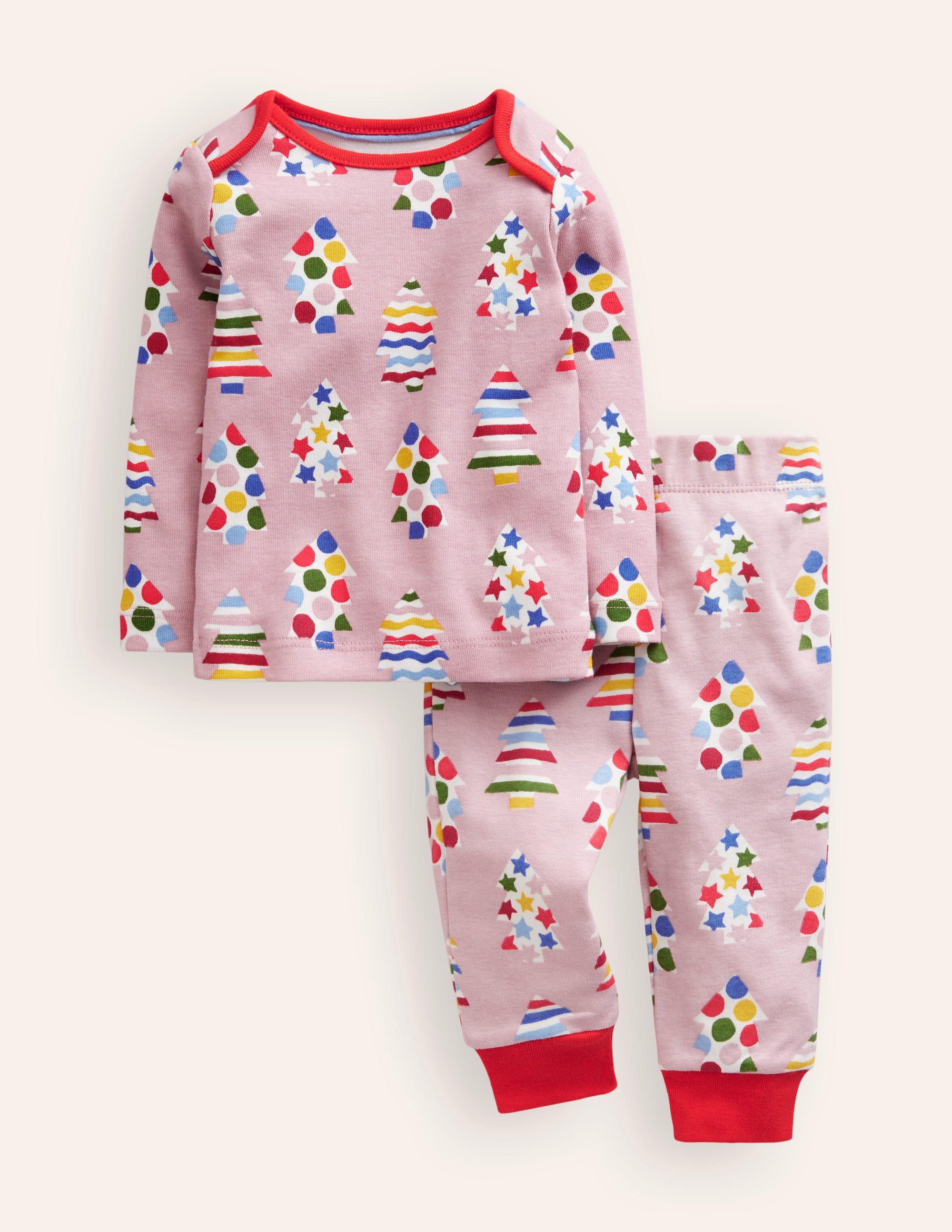 Snug Long John Pyjamas-Vintage Pink Trees - Image 1